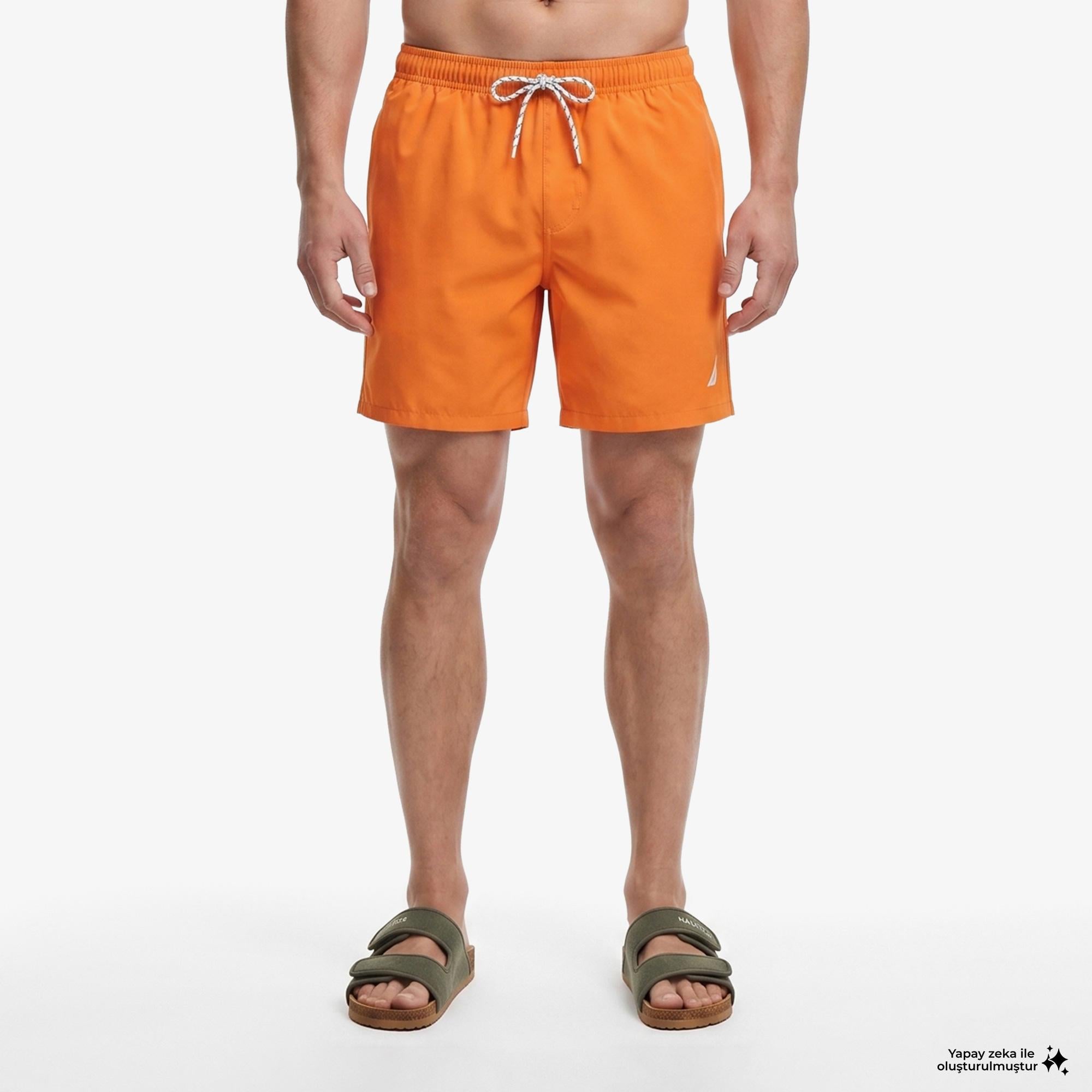 Nautica Erkek Turuncu Regular Fit Deniz Şortu