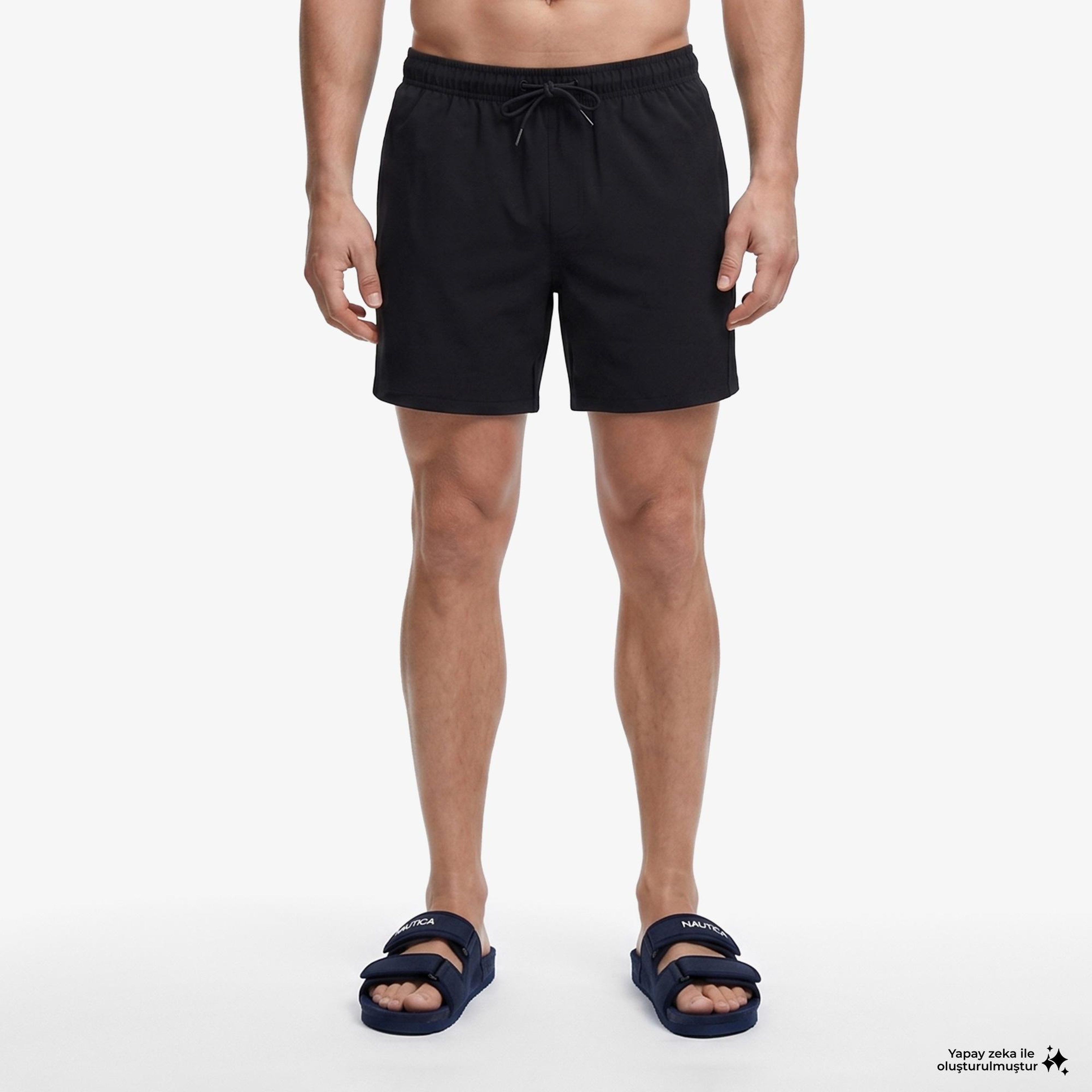 Nautica Erkek Lacivert Regular Fit Çizgili Deniz Şortu