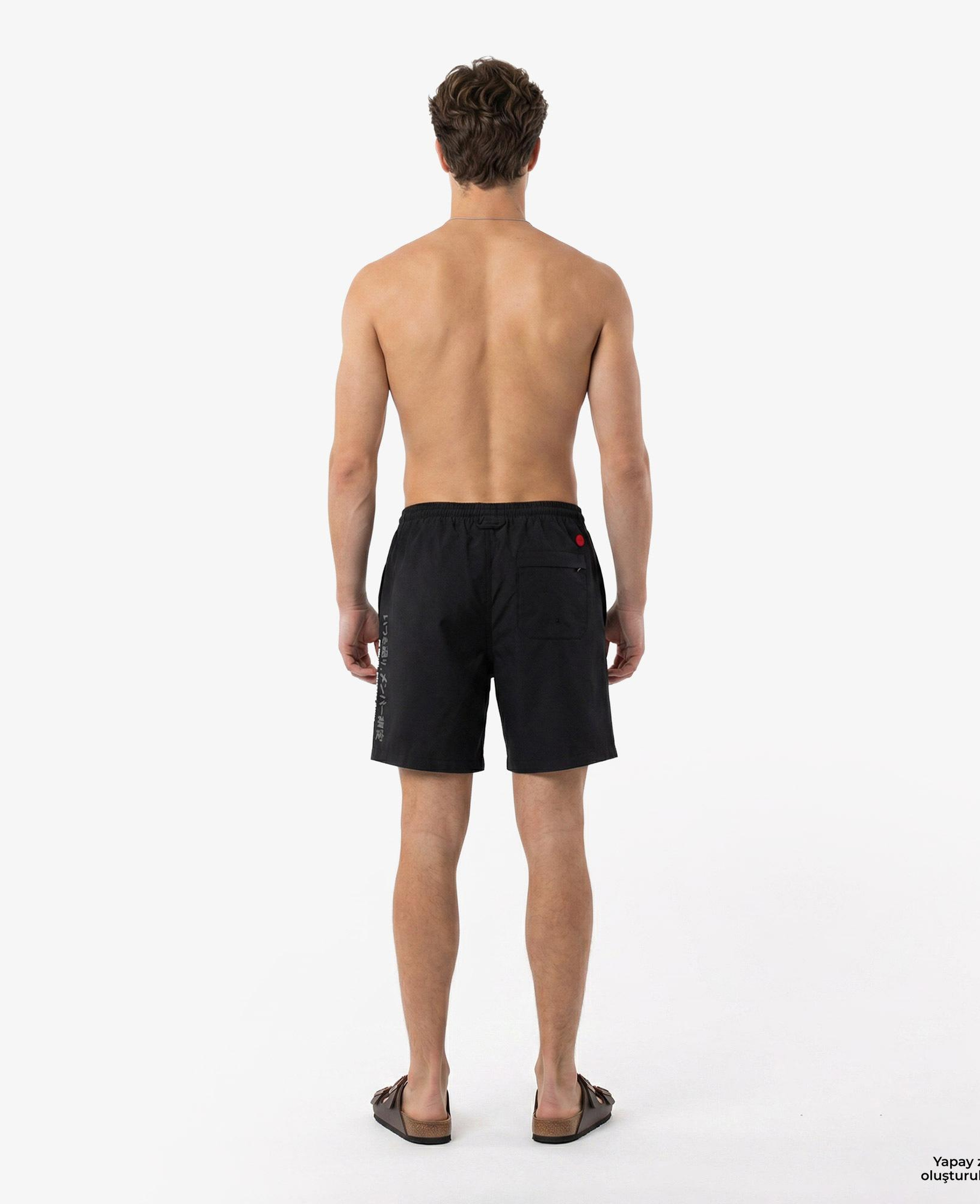 UNITED4 Regular Fit Erkek Siyah Deniz Şortu
