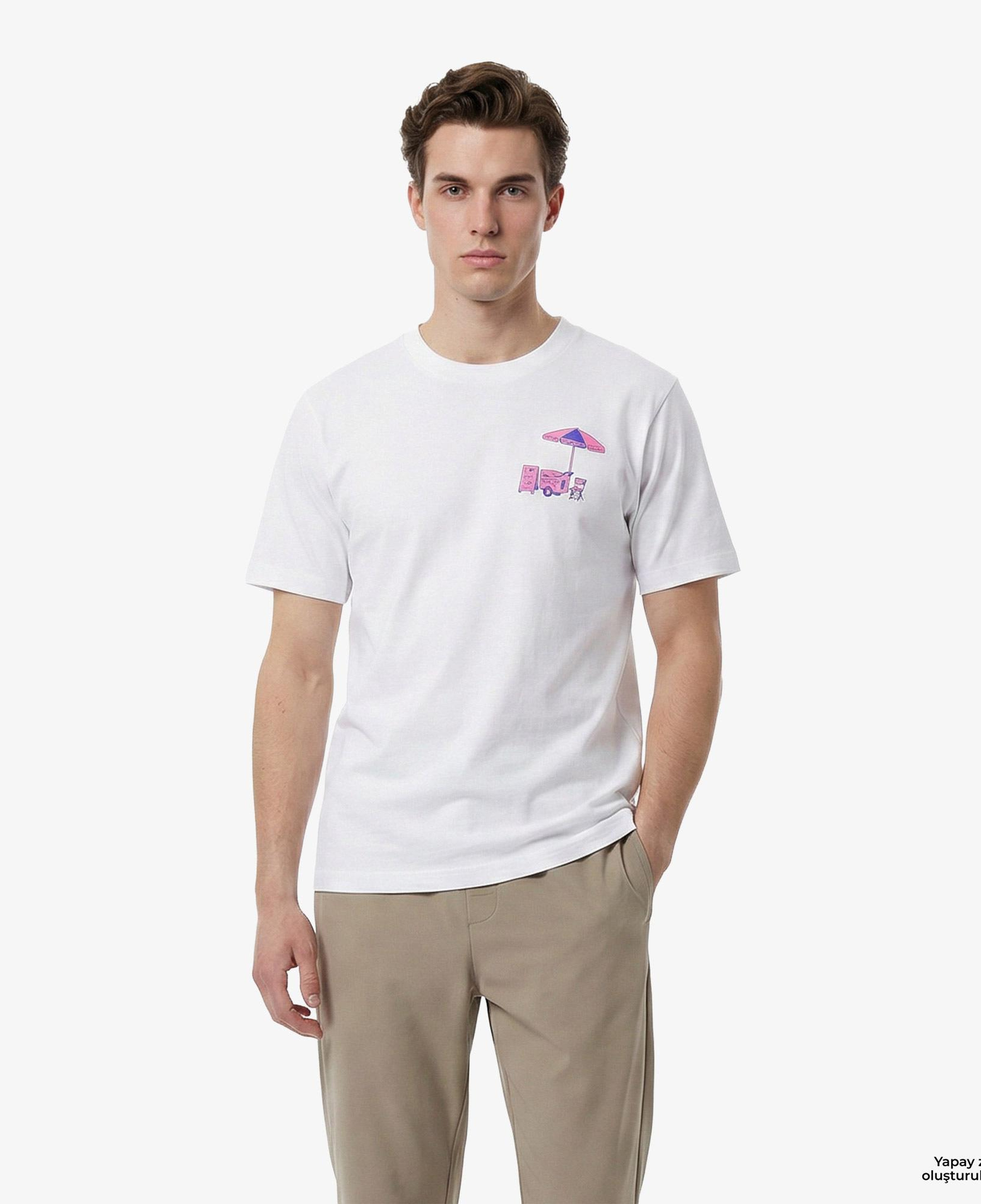 New Balance Pop Stand Erkek Beyaz T-Shirt