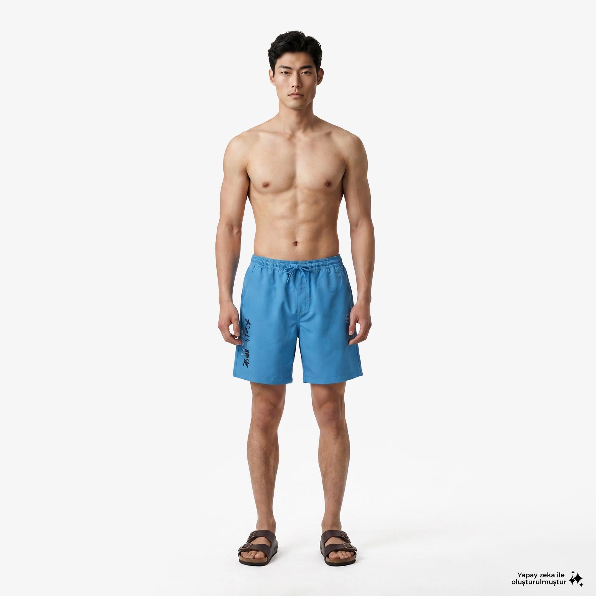 UNITED4 Regular Fit Erkek Mavi Deniz Şortu