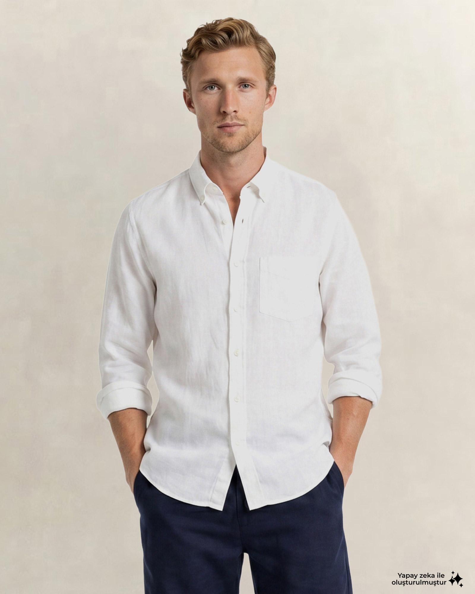 GANT Erkek Beyaz Regular Fit Gömlek