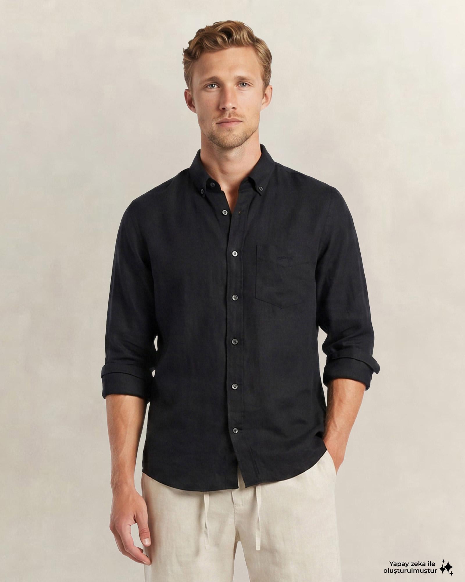GANT Erkek Siyah Regular Fit Gömlek