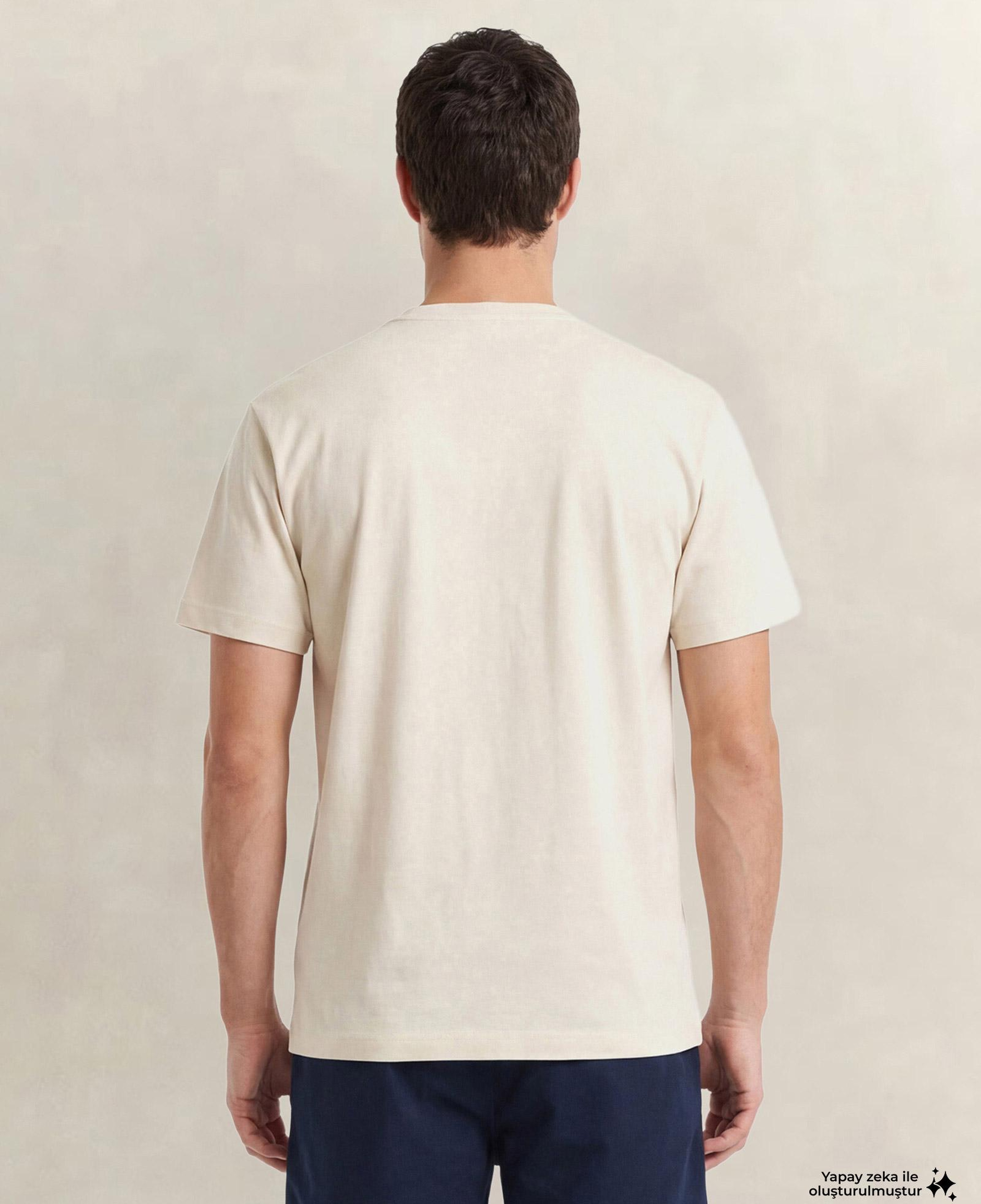 GANT Erkek Krem Bisiklet Yaka Regular Fit T-Shirt