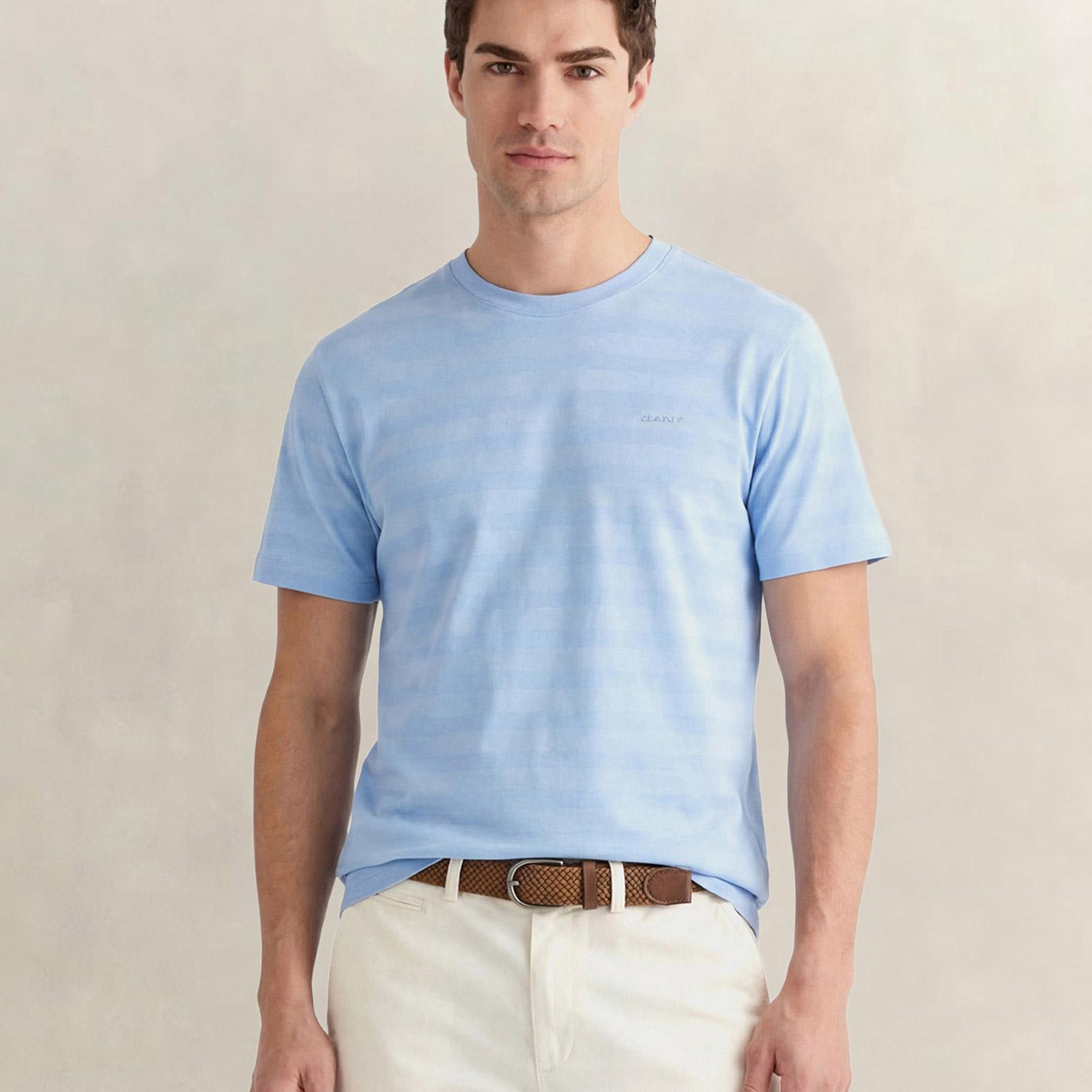 GANT Erkek Mavi Bisiklet Yaka Regular Fit T-Shirt