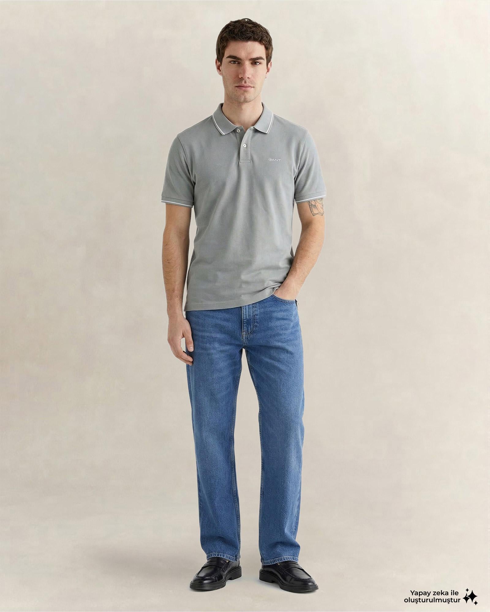 GANT Erkek Yeşil Regular Fit Polo Yaka T-Shirt