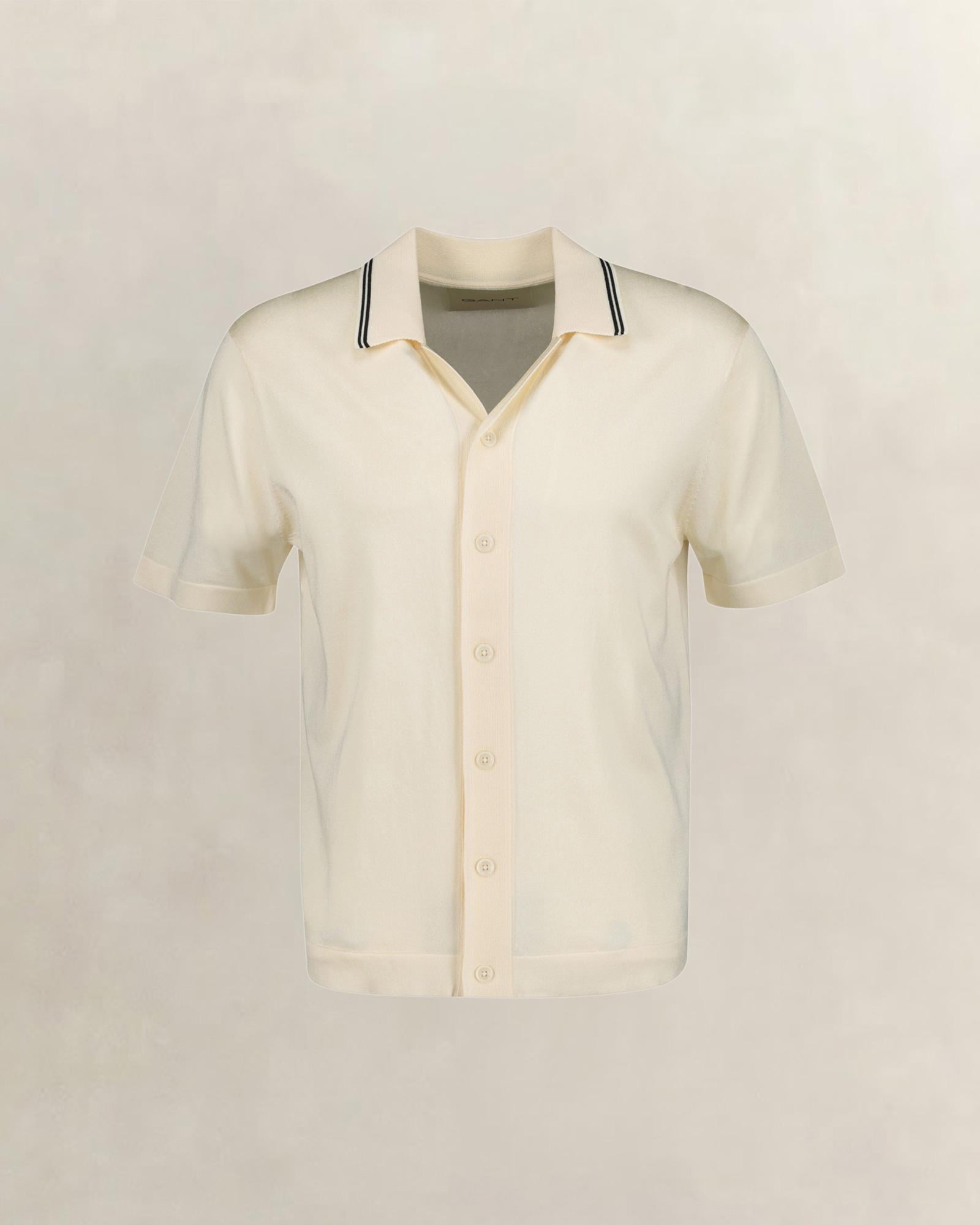 GANT Erkek Krem Regular Fit Kısa Kollu Resort Yaka Gömlek