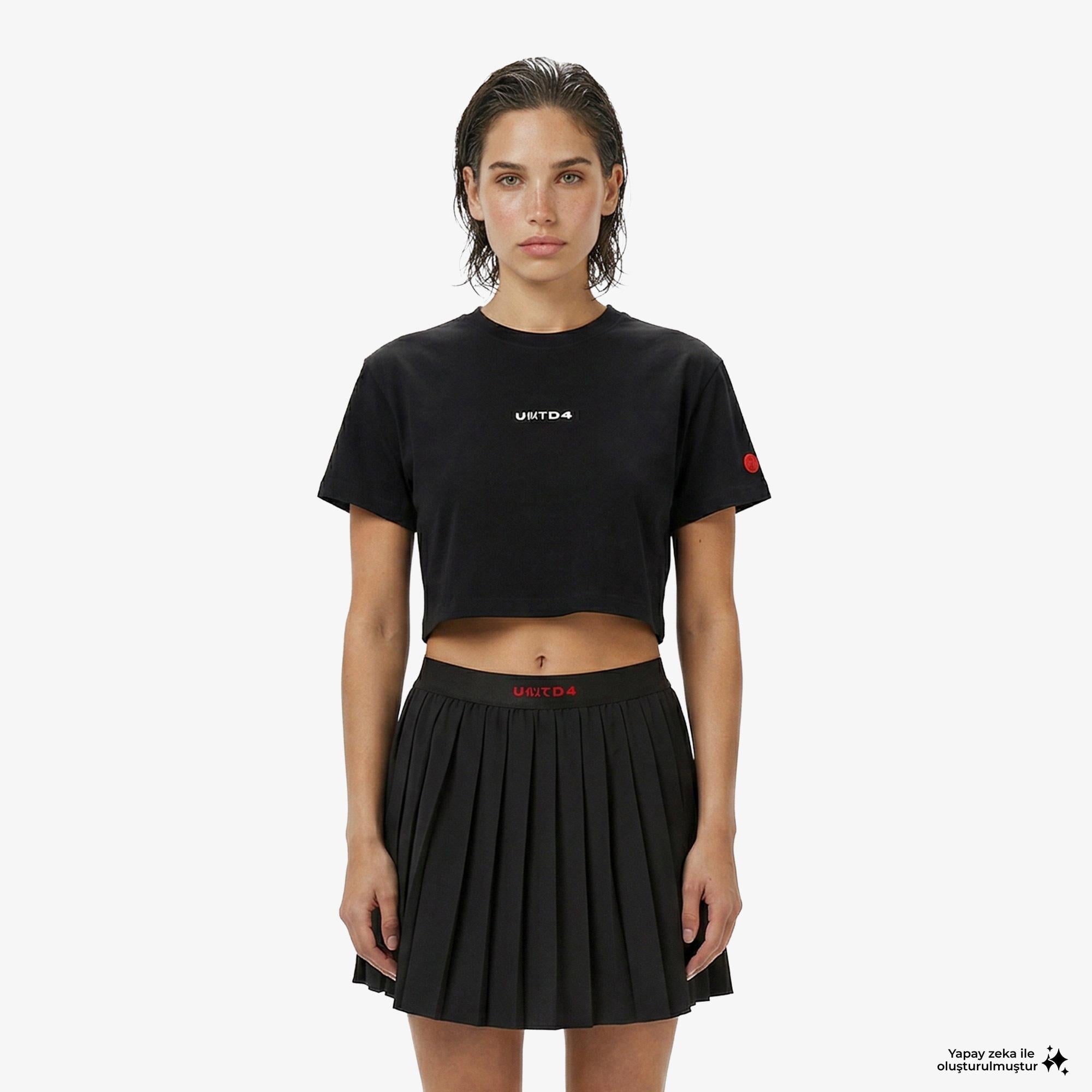 UNITED4 Regular Fit Kadın Siyah T-Shirt