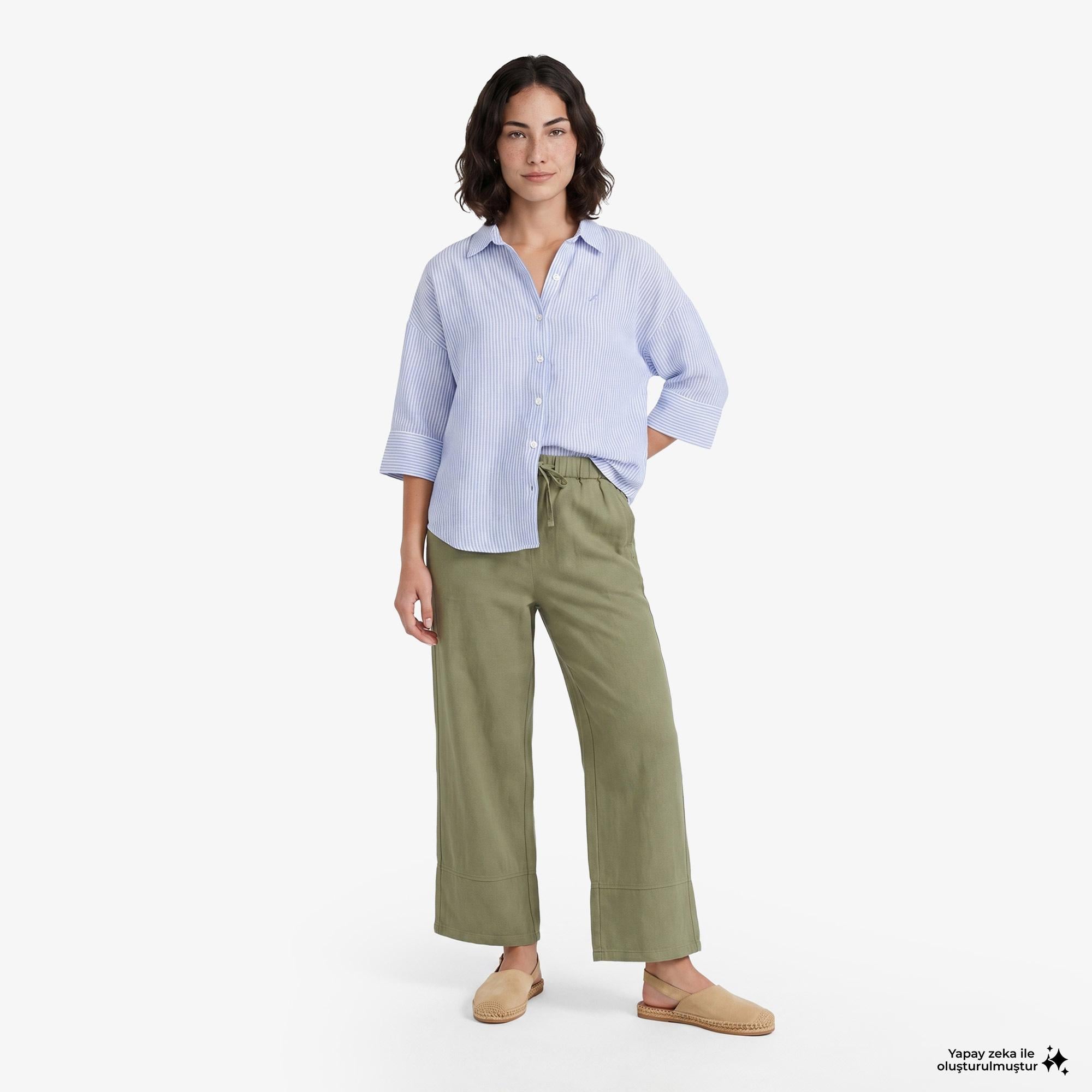 Nautica Kadın Yeşil Regular Fit Pantolon