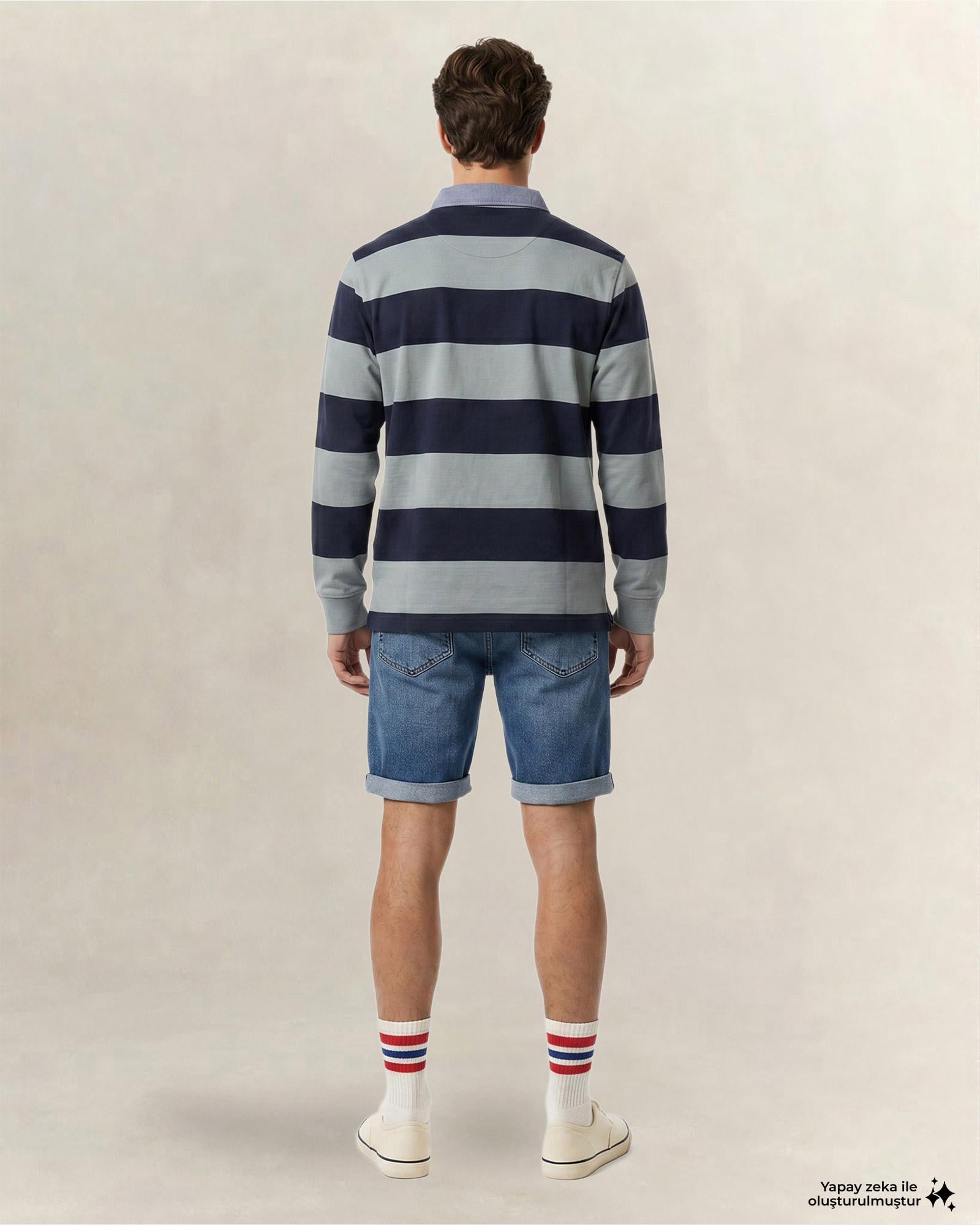 GANT Erkek Yeşil Regular Fit Çizgili Logolu Polo Yaka Rugby T-Shirt