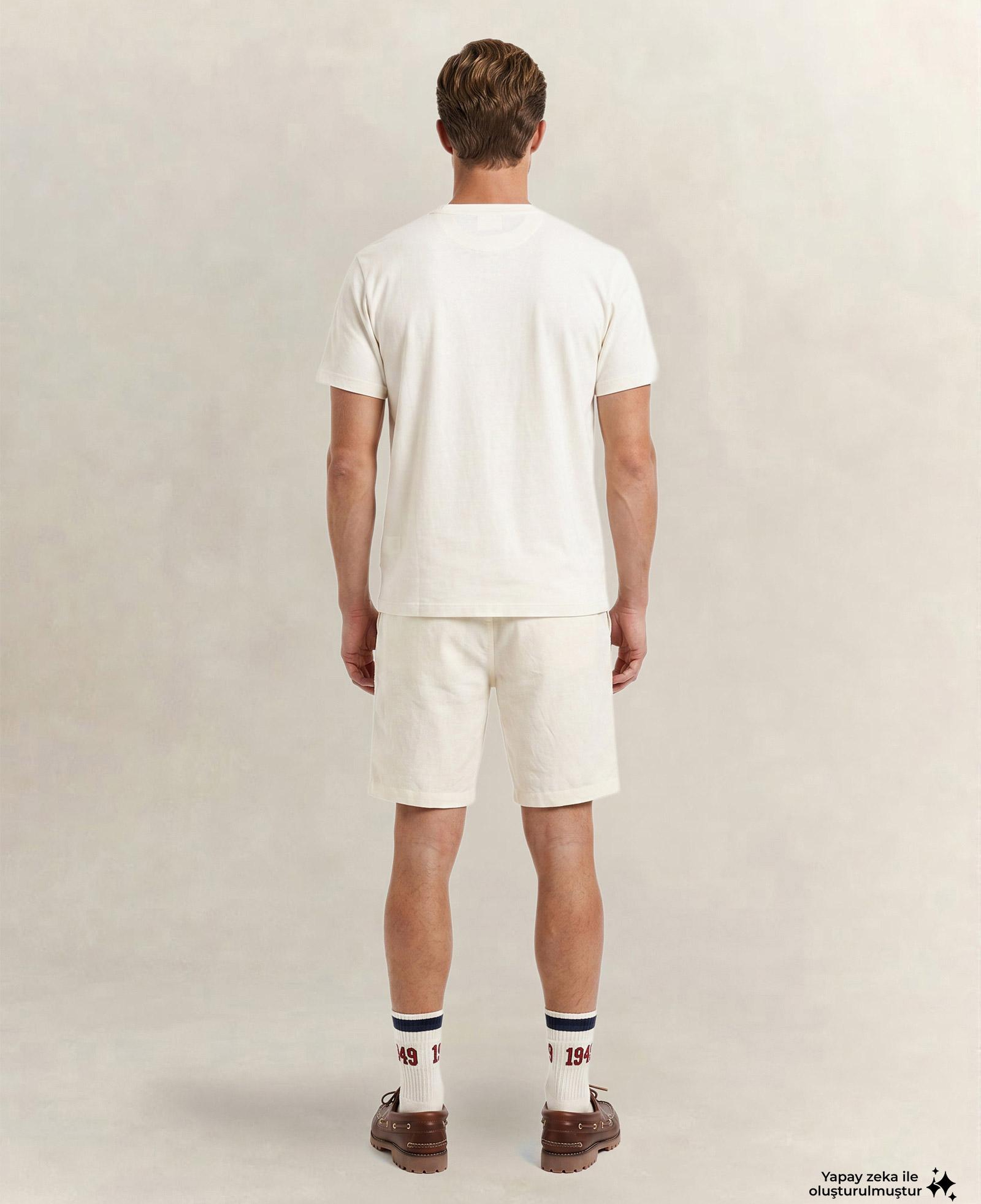 GANT Erkek Beyaz Bisiklet Yaka Regular Fit Logolu T-Shirt