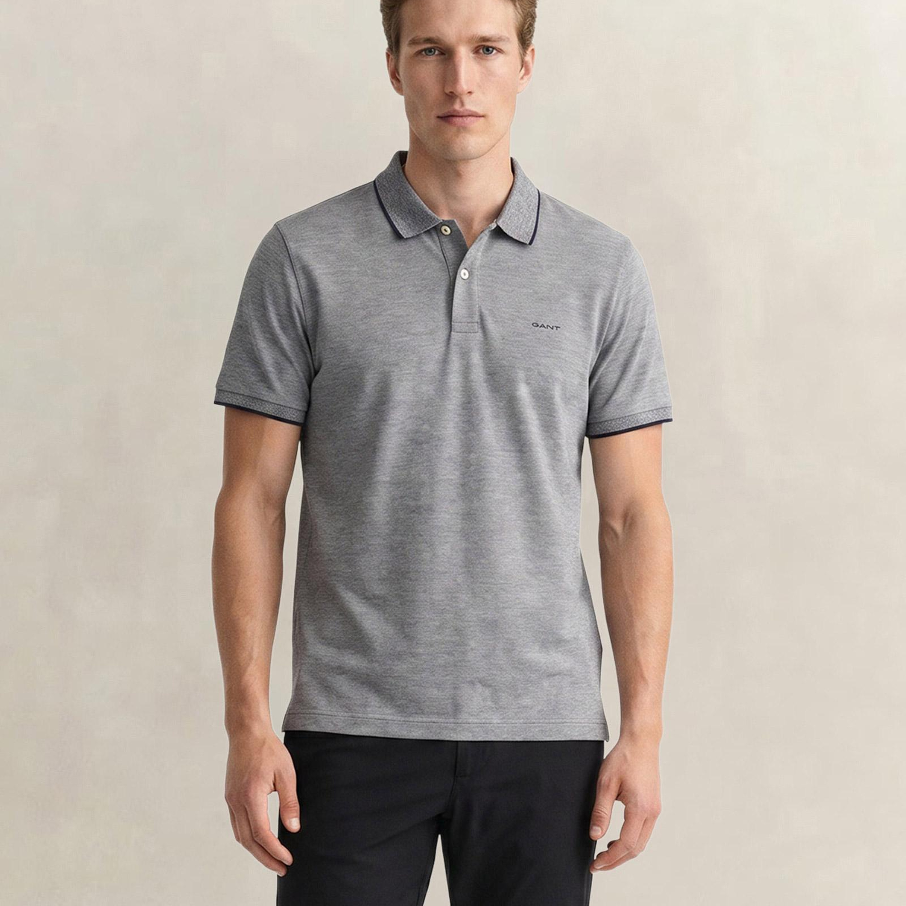 GANT Erkek Siyah Regular Fit Polo Yaka T-Shirt