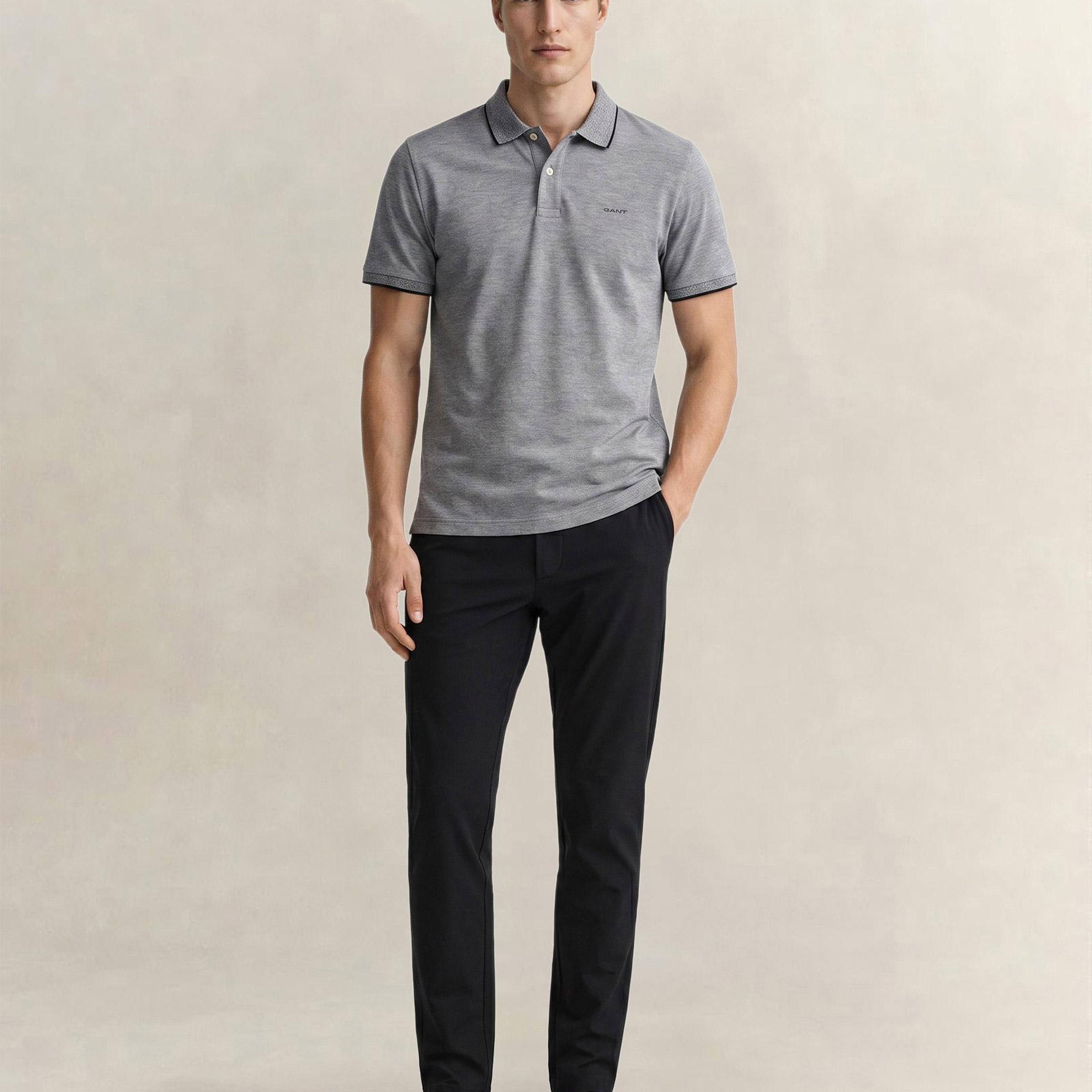 GANT Erkek Siyah Regular Fit Polo Yaka T-Shirt