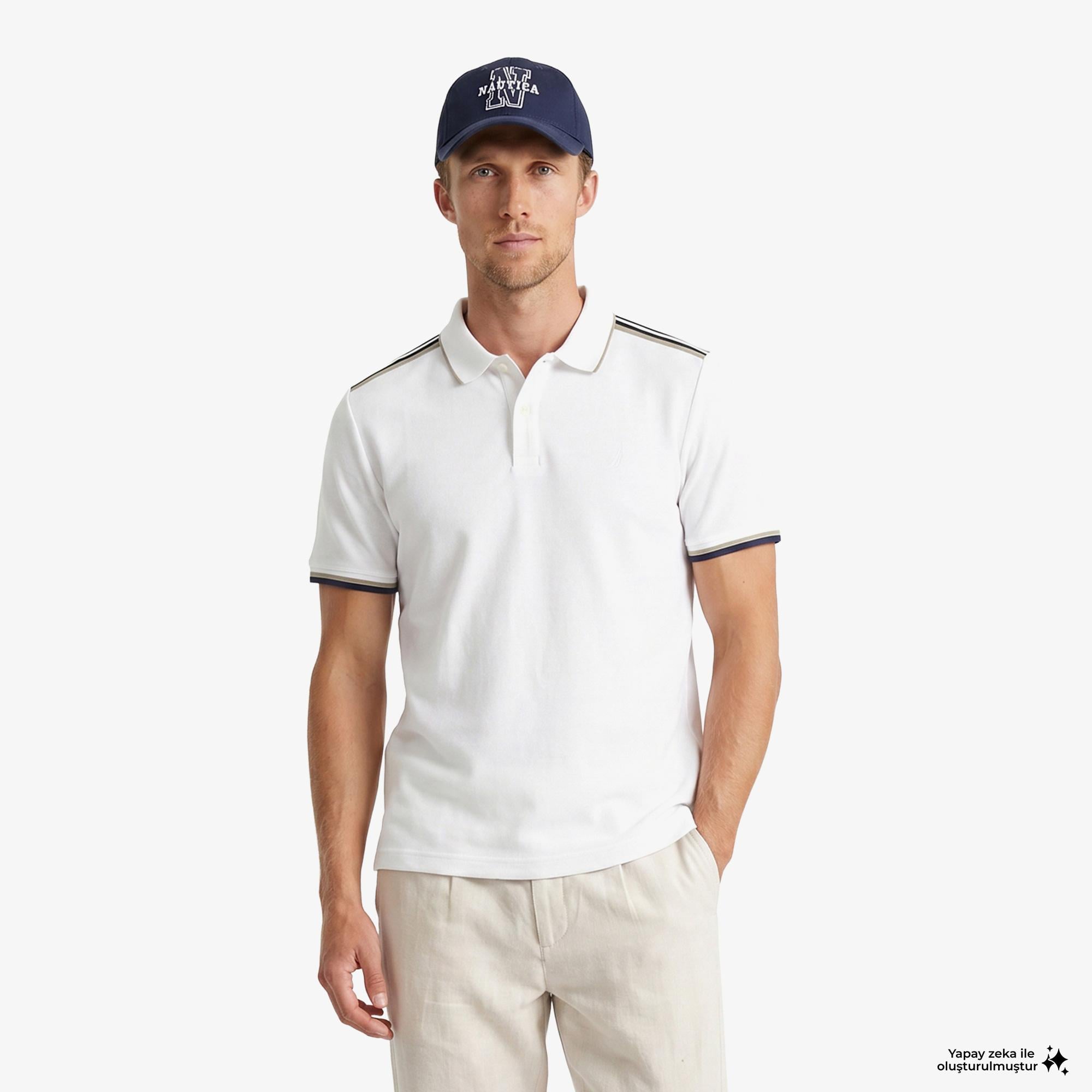 Nautica Erkek Beyaz Regular Fit Polo Yaka T-Shirt