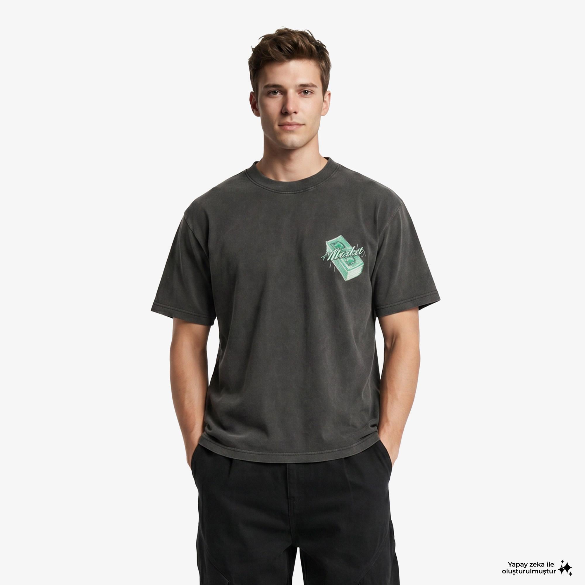 Market Call My Plug Erkek Siyah T-Shirt