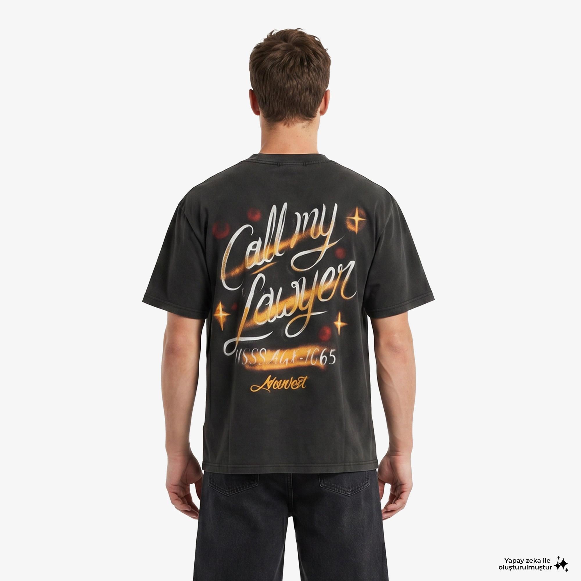 Market Airbrush Call My Lawyer Erkek Siyah T-Shirt