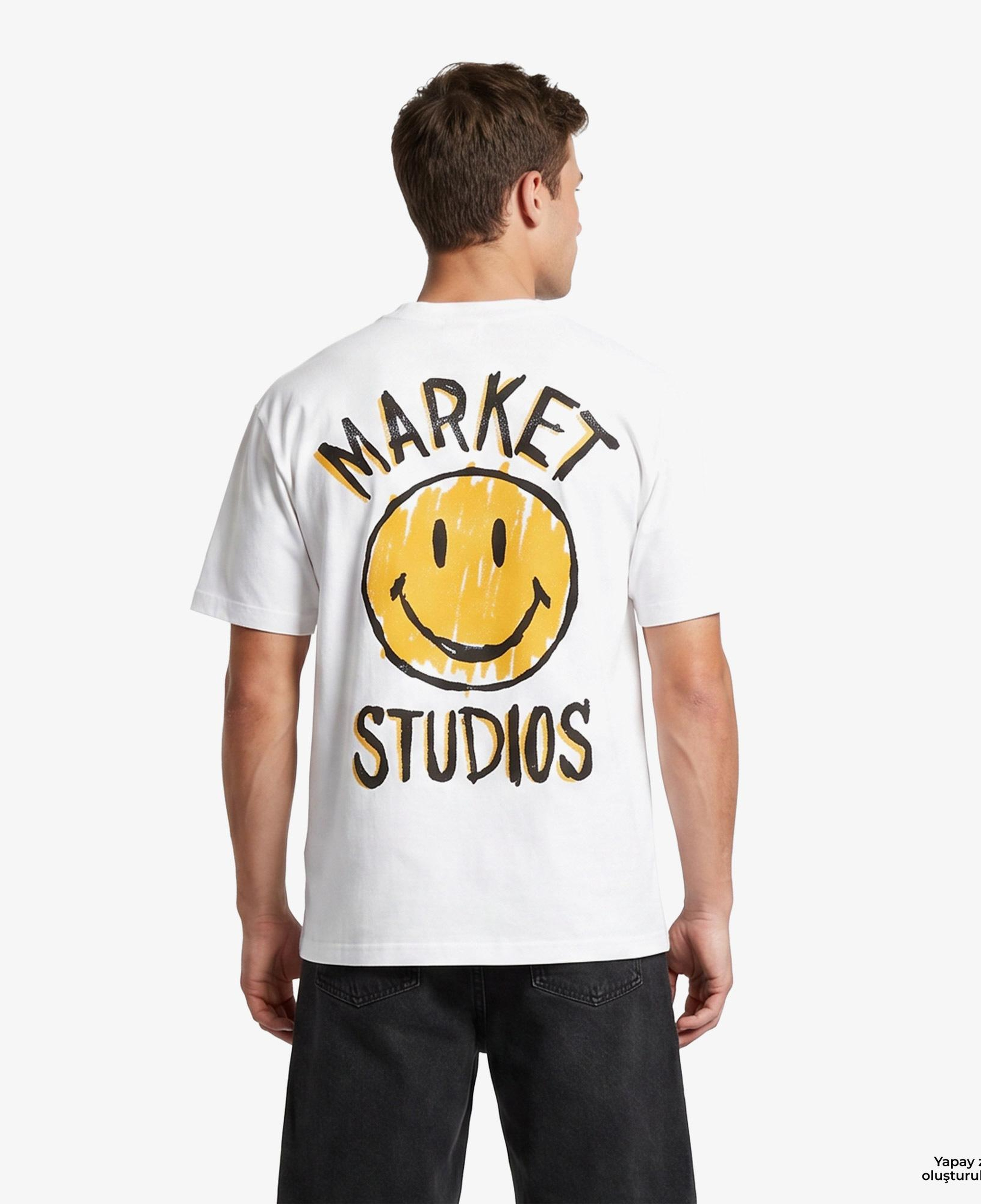 Market Smiley Doodle Erkek Beyaz T-Shirt