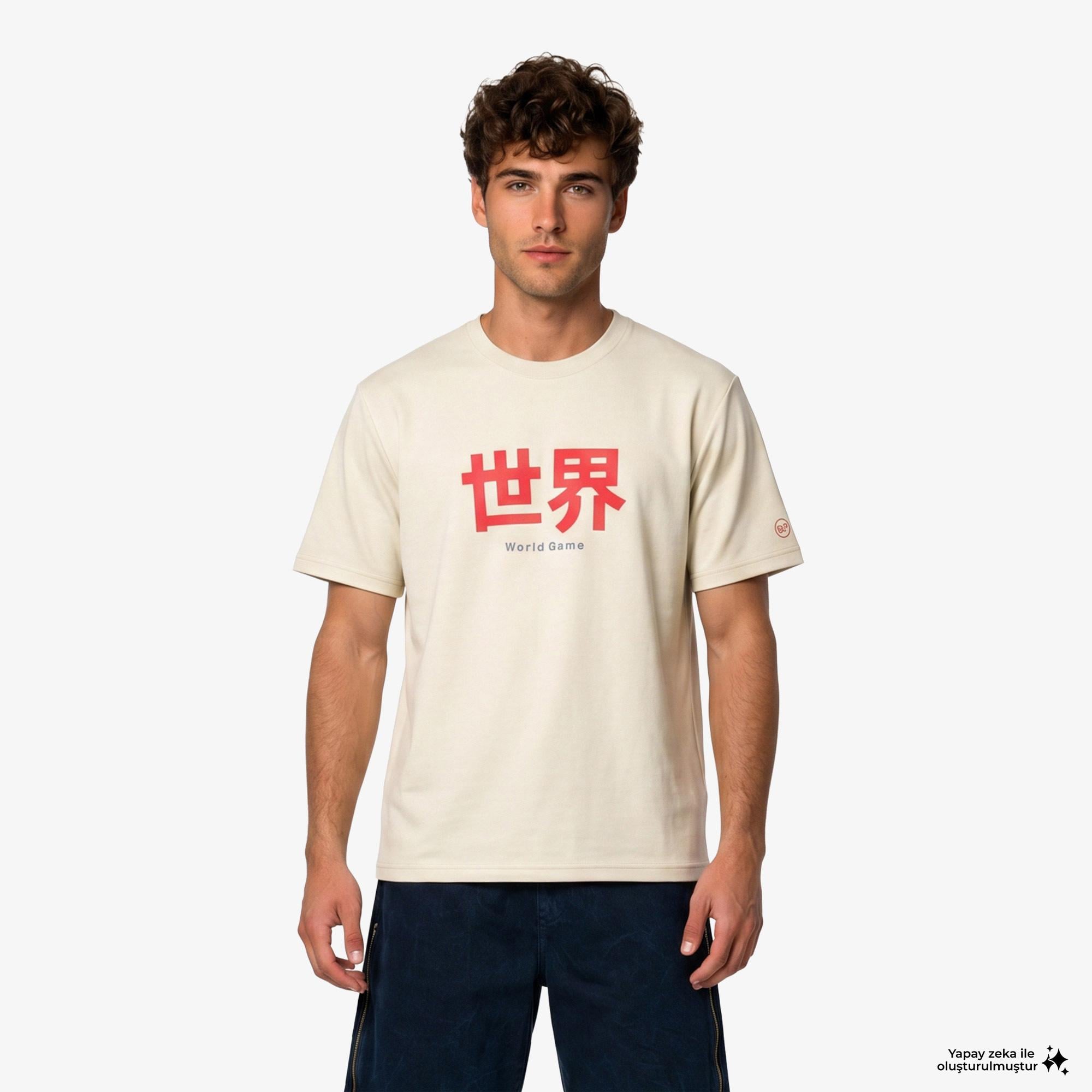 UNITED4 Regular Fit Erkek Krem T-Shirt
