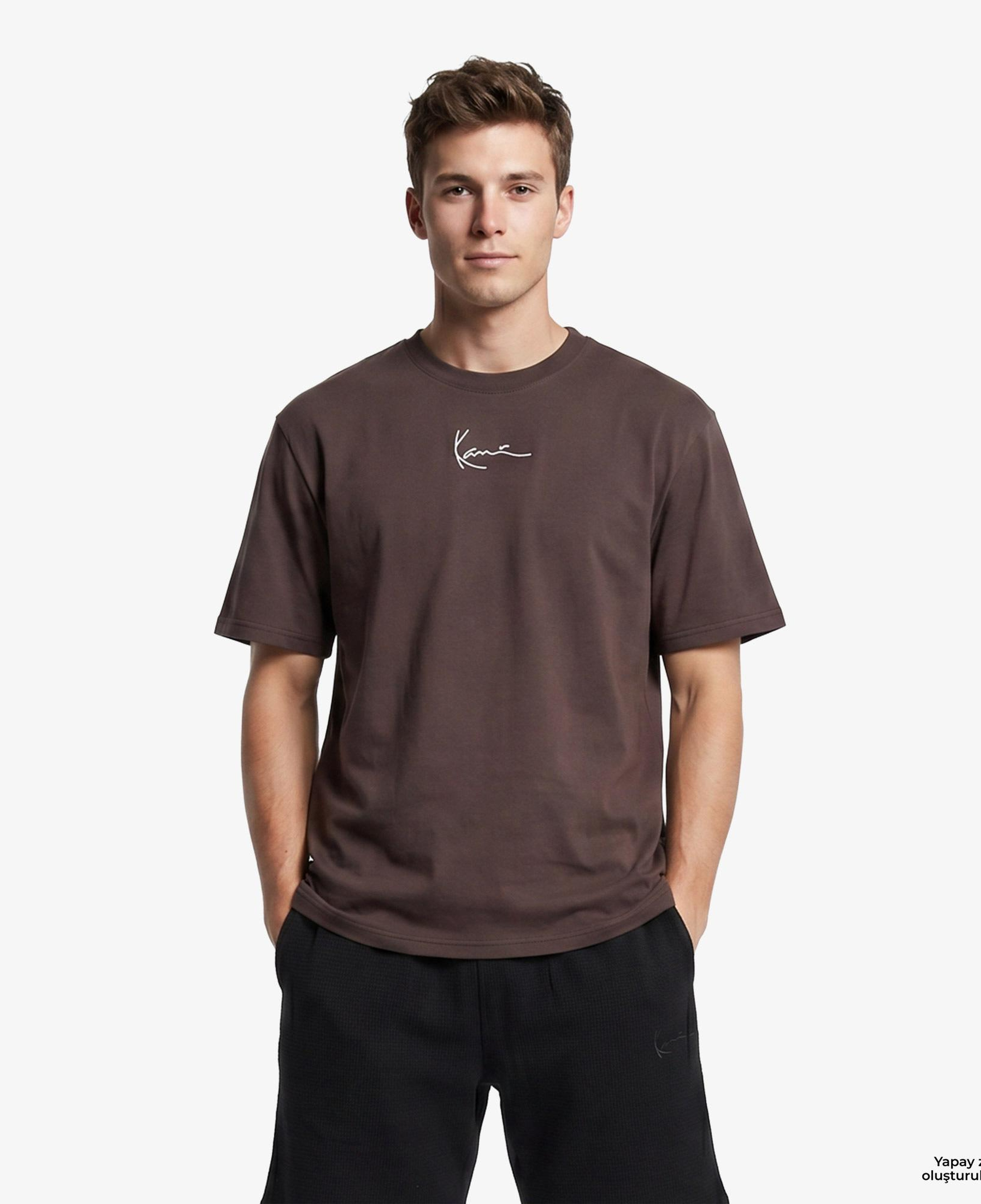 Karl Kani Small Signature Essential Erkek Kahverengi T-Shirt