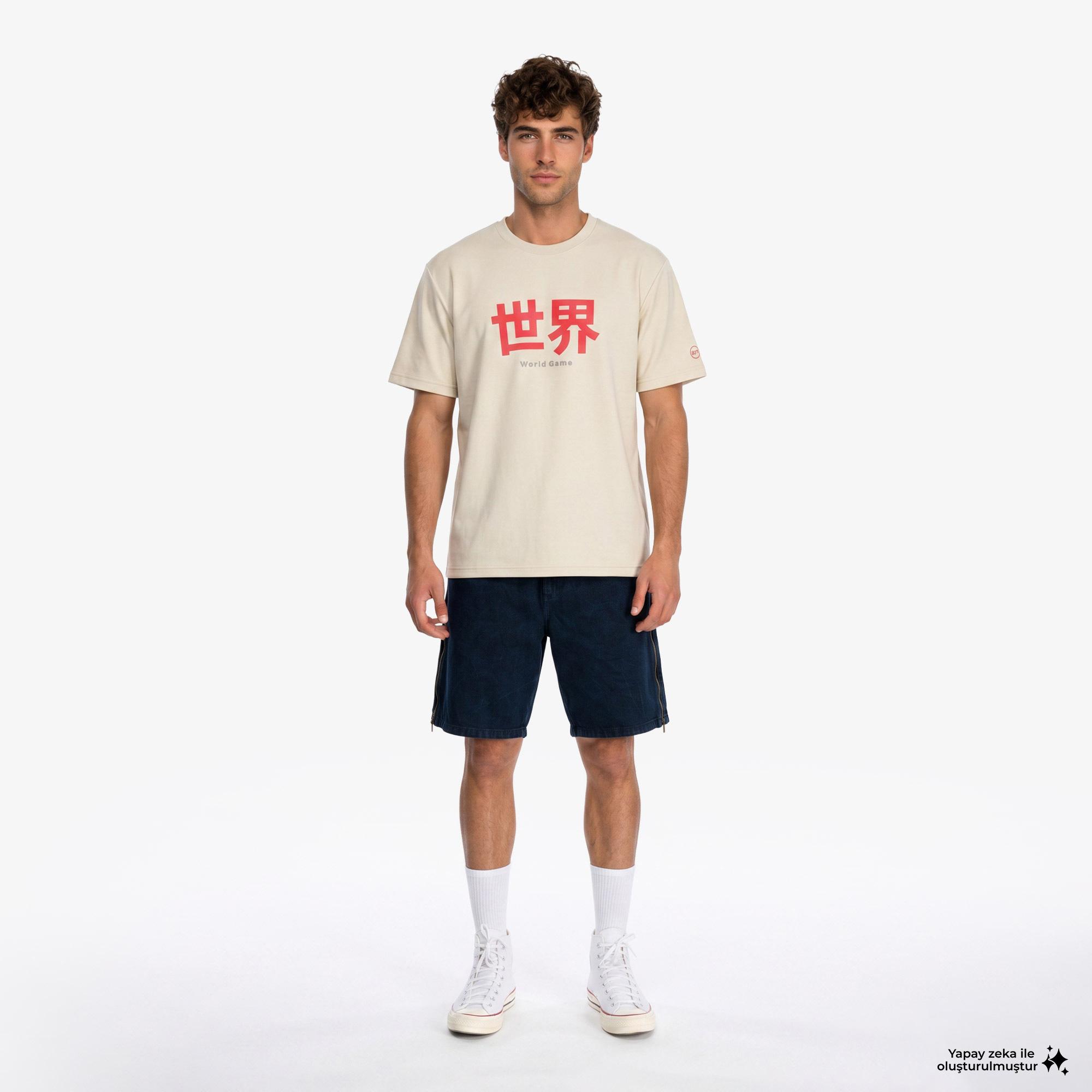 UNITED4 Regular Fit Erkek Krem T-Shirt