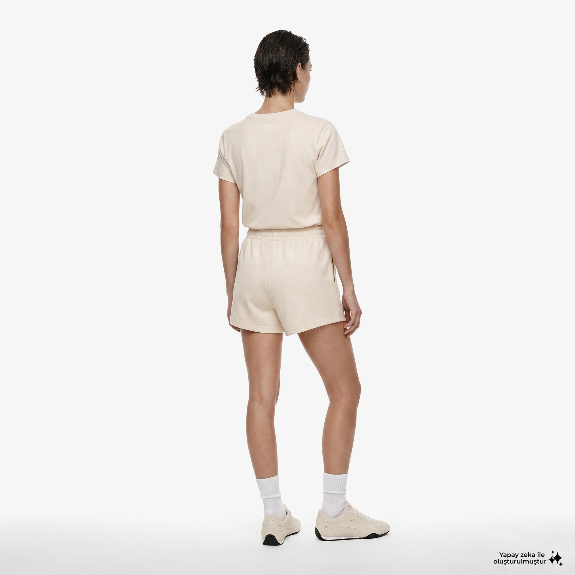 Puma Ess Script HighWaist Kadın Krem Şort