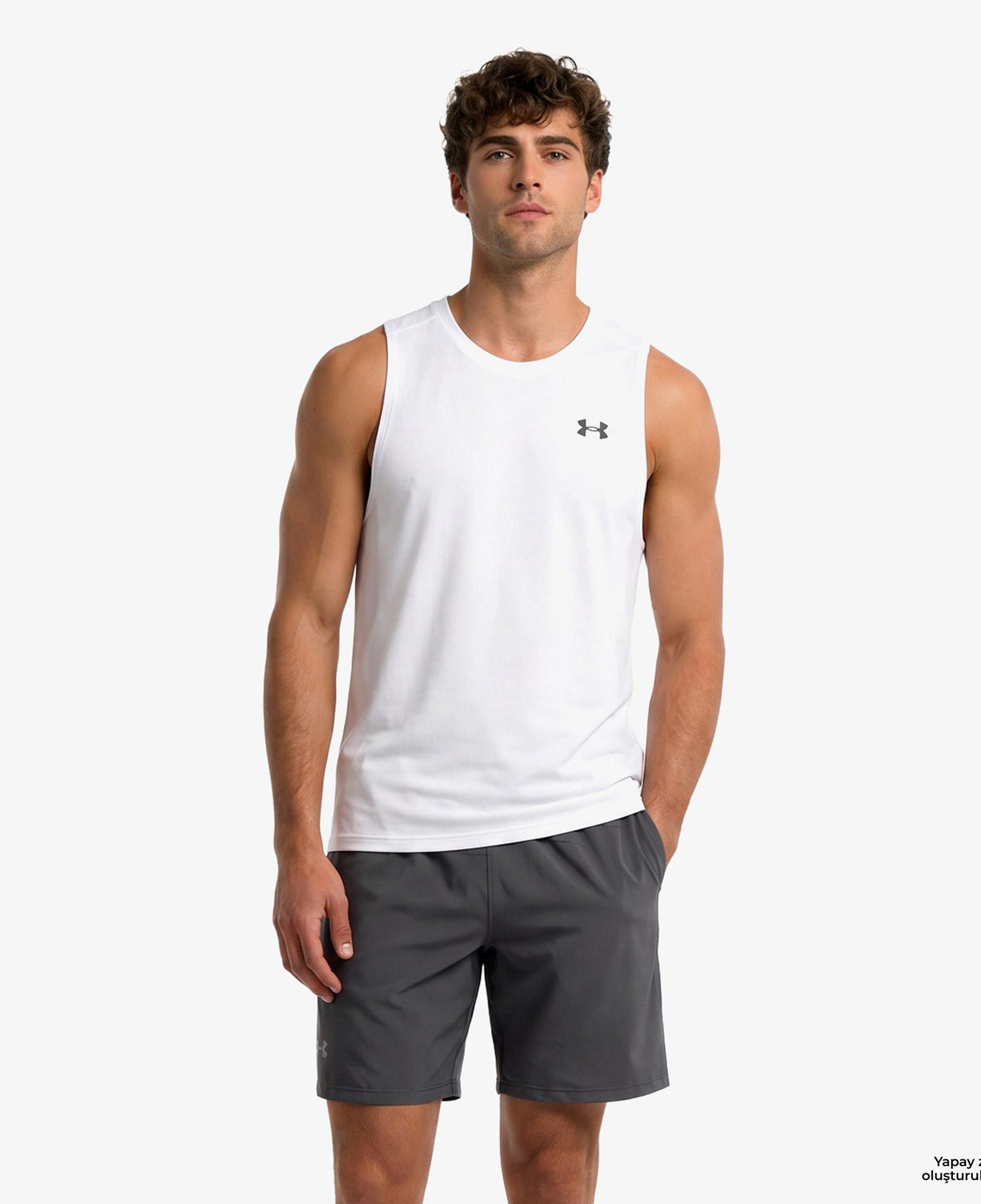 Under Armour Tech Tank Erkek Beyaz Antrenman Atlet