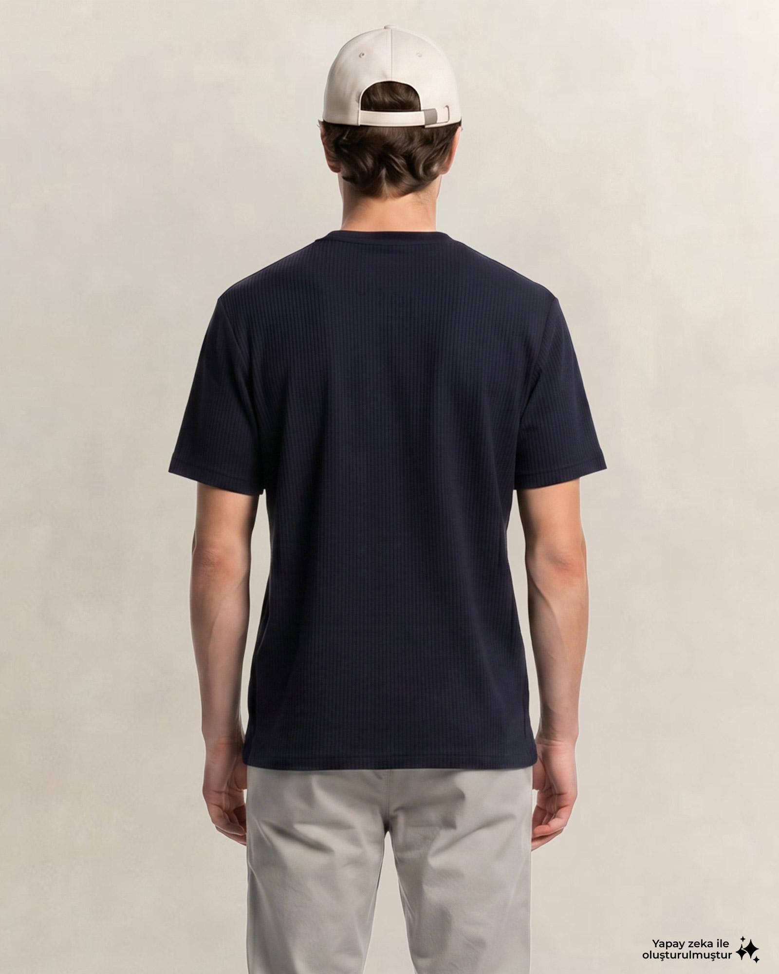 GANT Erkek Lacivert Bisiklet Yaka Regular Fit Logolu T-Shirt