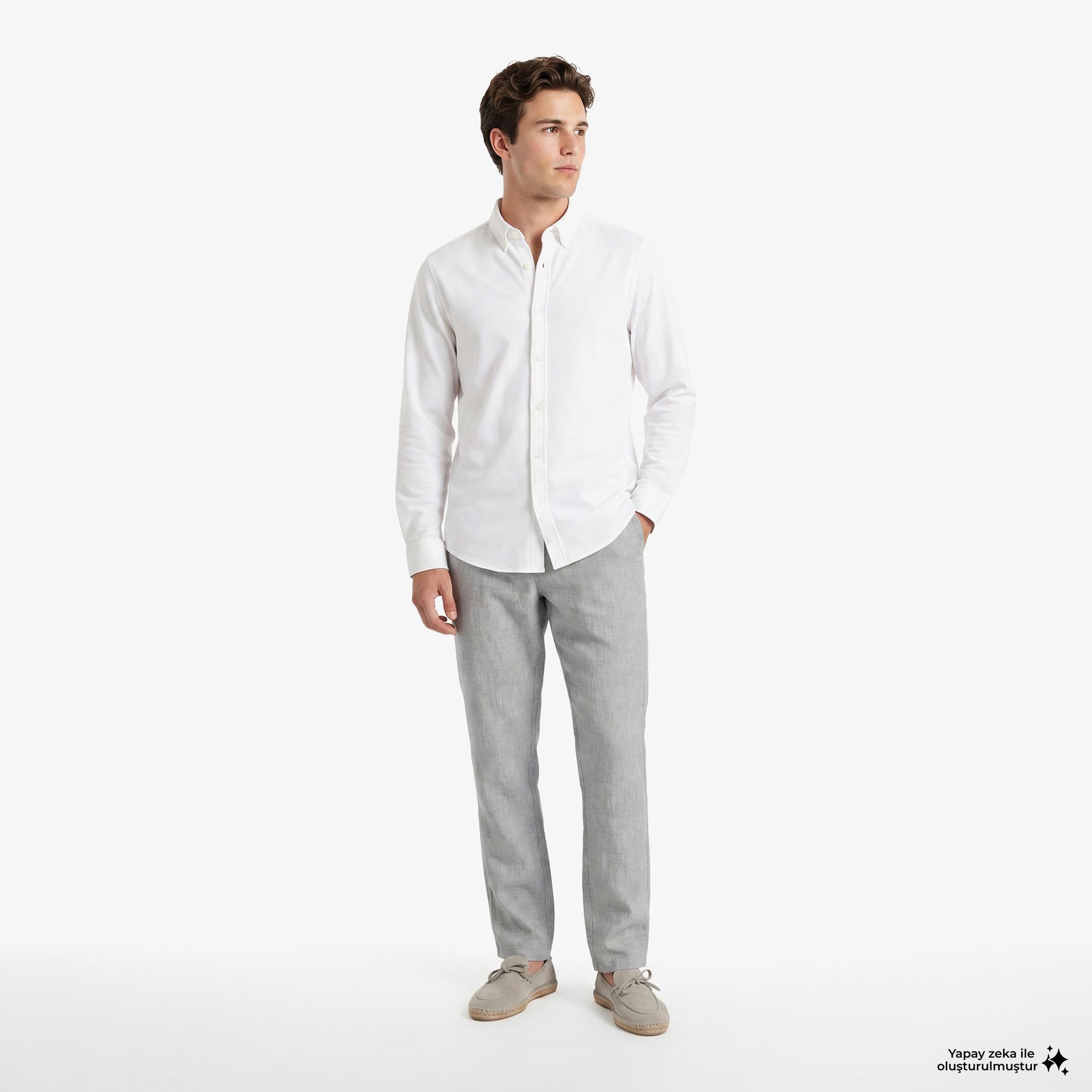 Nautica Erkek Beyaz Regular Fit Gömlek