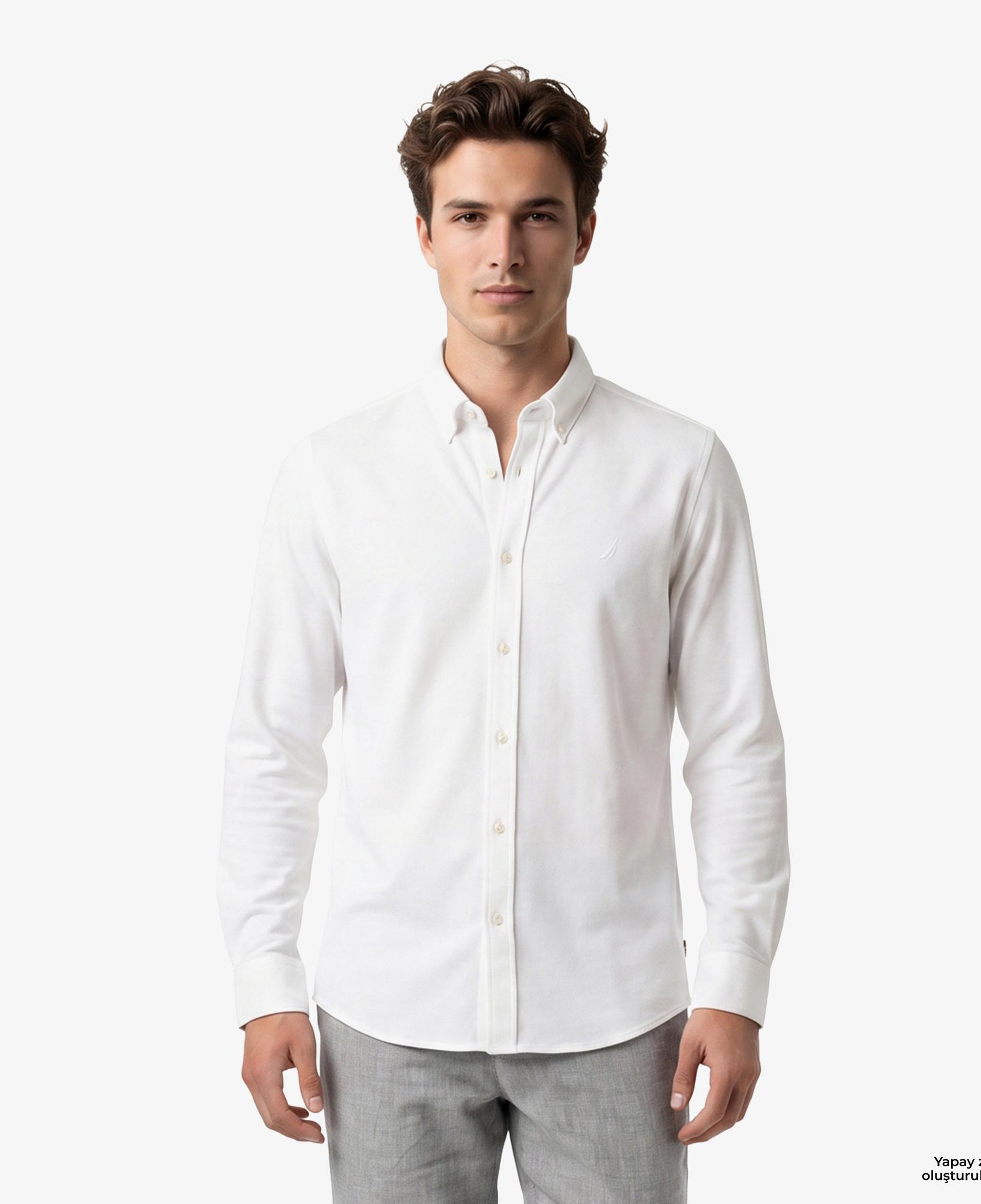 Nautica Erkek Beyaz Regular Fit Gömlek