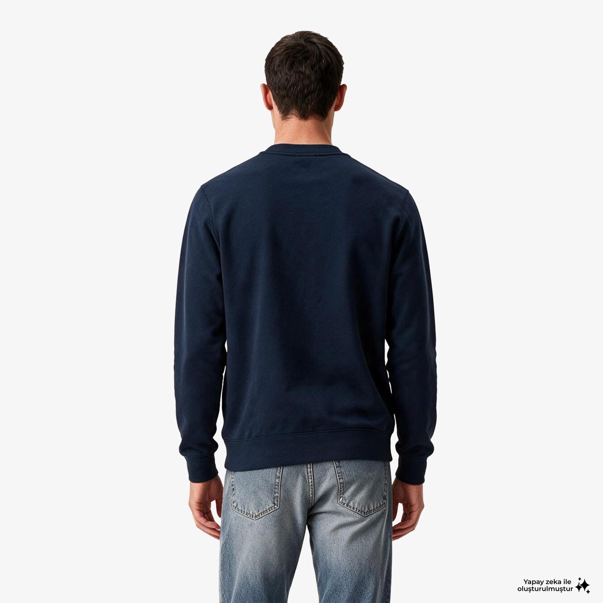 Calvin Klein Terry Monogram Erkek Mavi Sweatshirt
