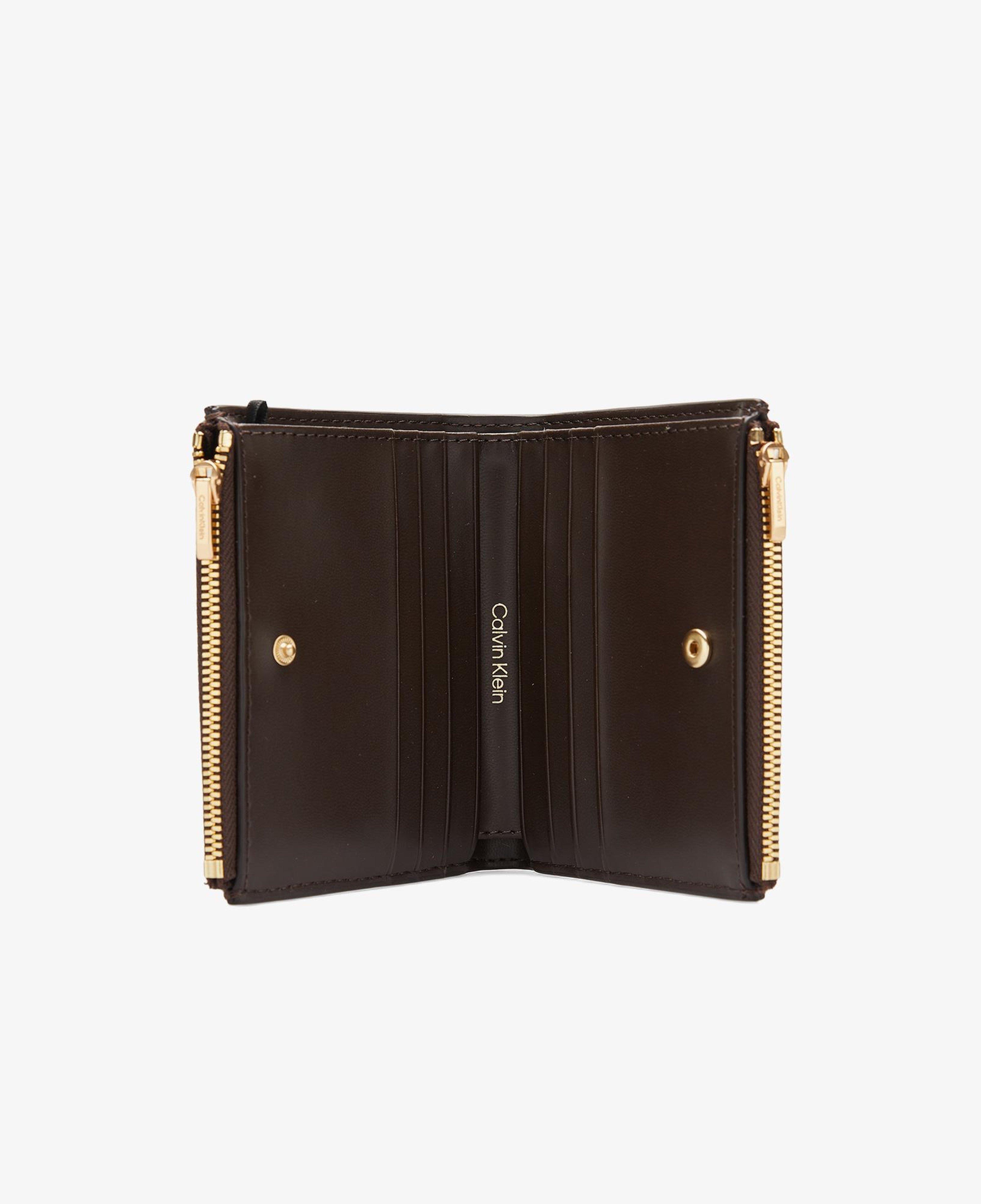 Calvin Klein Emblem Double Zip Bifold Kadın Kahverengi Kartlık