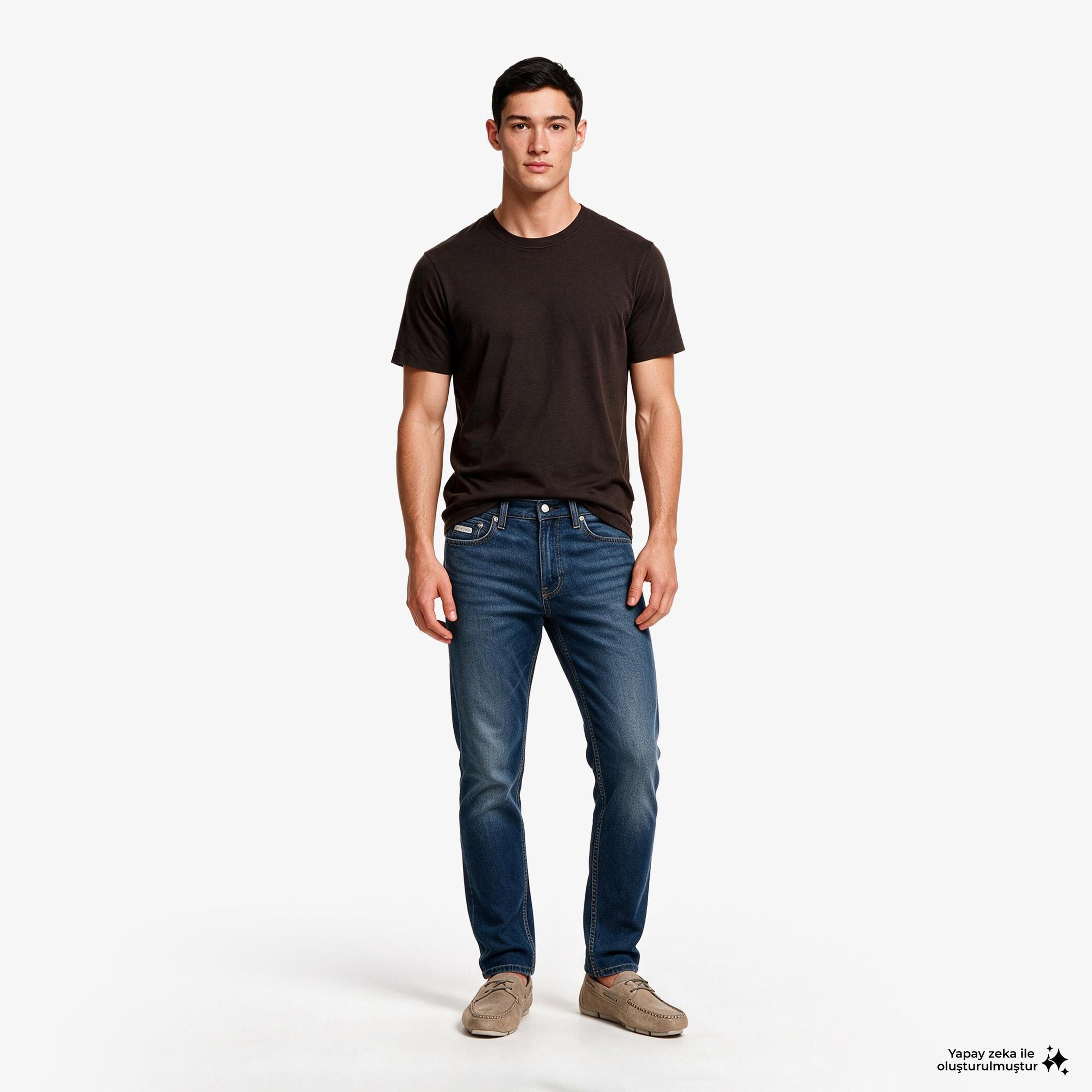 Calvin Klein Linen Blend Erkek Kahverengi T-Shirt