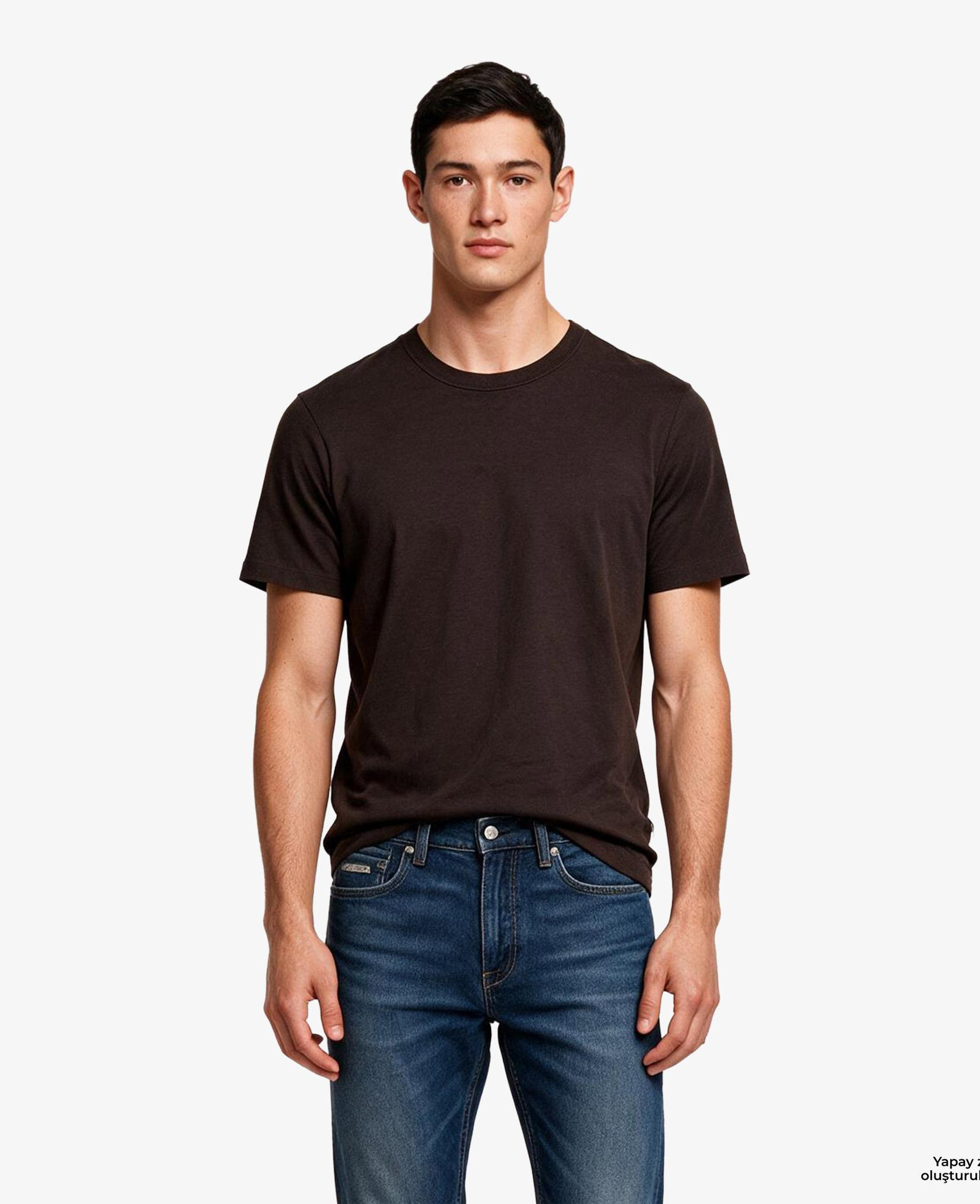 Calvin Klein Linen Blend Erkek Kahverengi T-Shirt