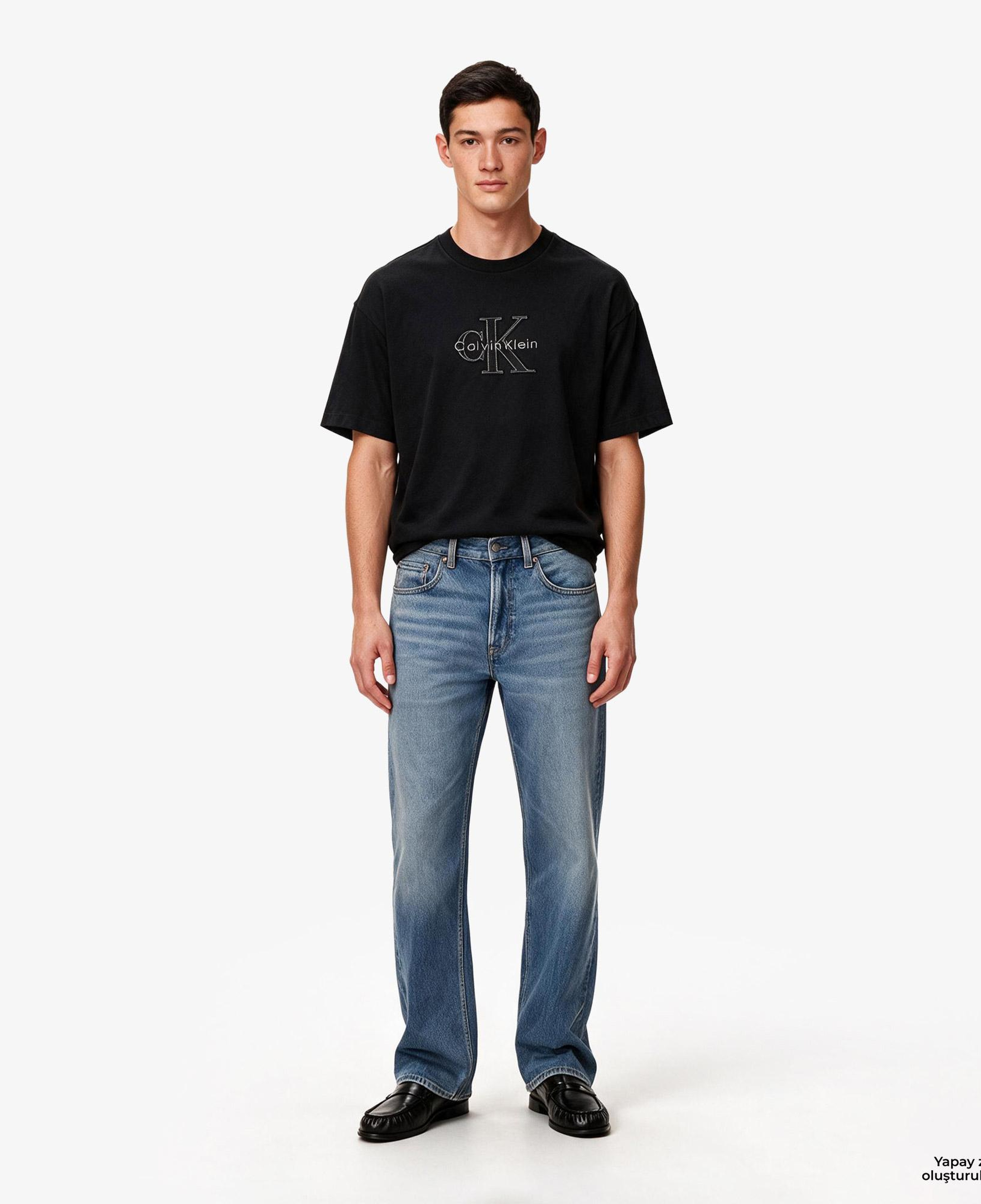 Calvin Klein 16S Linen Applıque Monologo Erkek Siyah T-Shirt