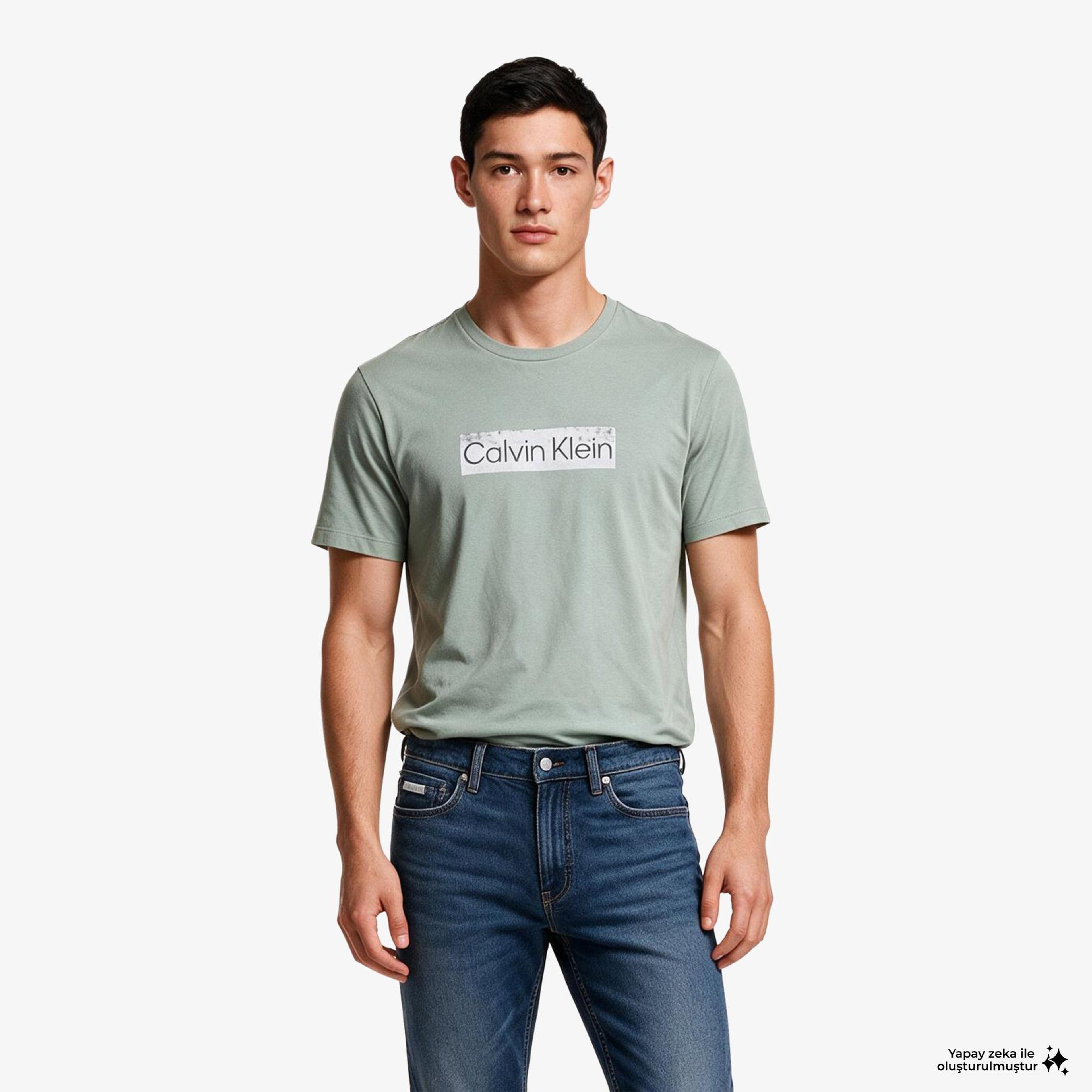 Calvin Klein 30S Standard Graphic Erkek Bej T-Shirt