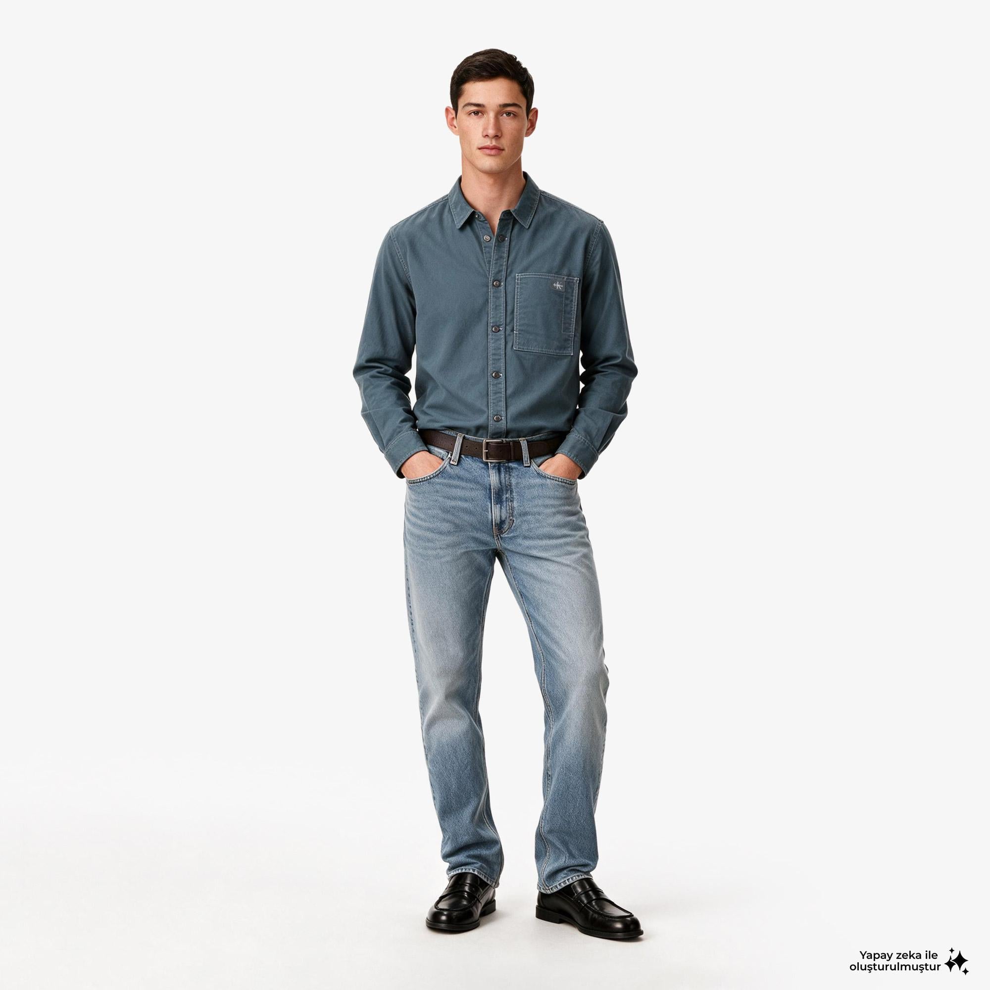 Calvin Klein Matty Canvas Erkek Mavi Ceket