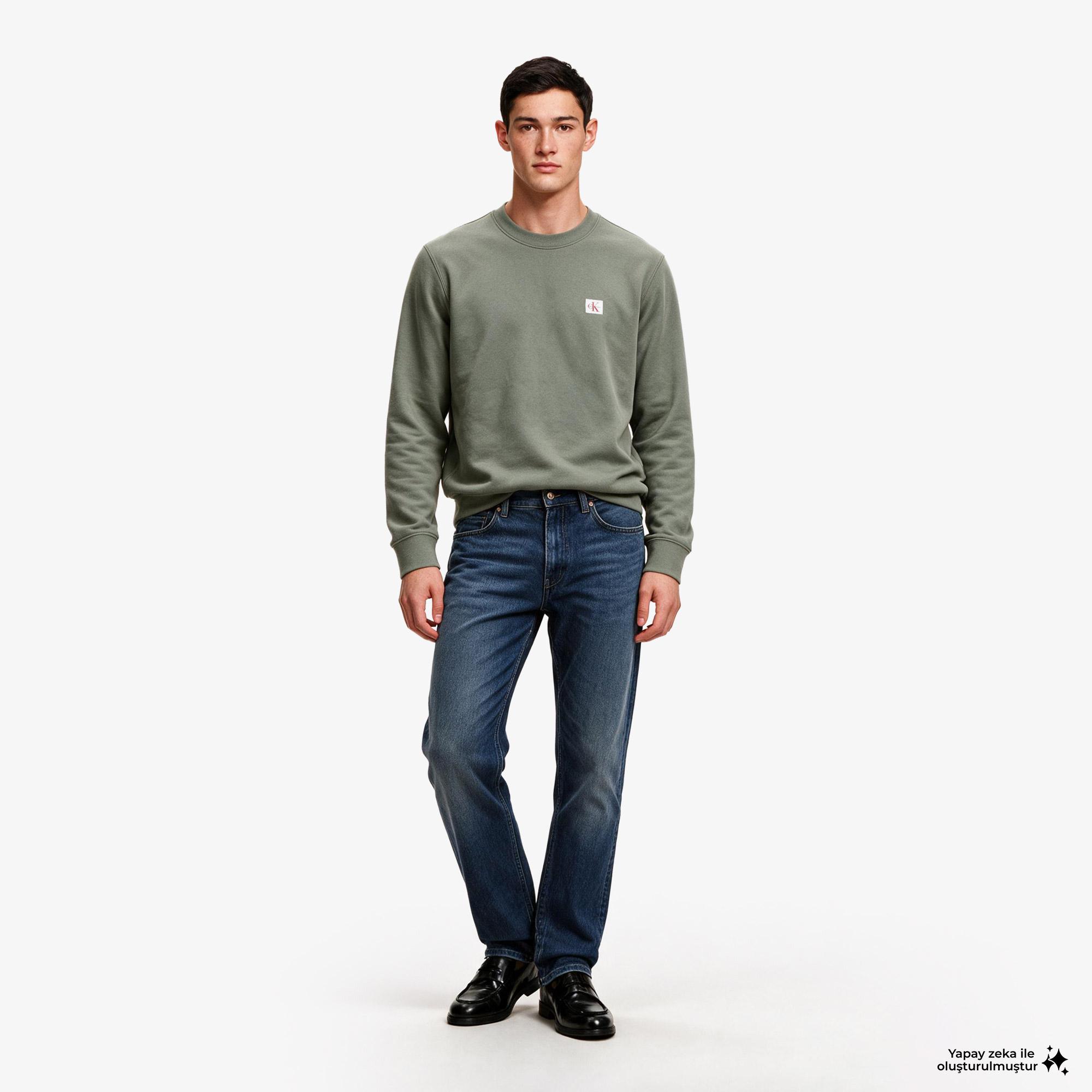 Calvin Klein Terry Woven Erkek Bej Sweatshirt