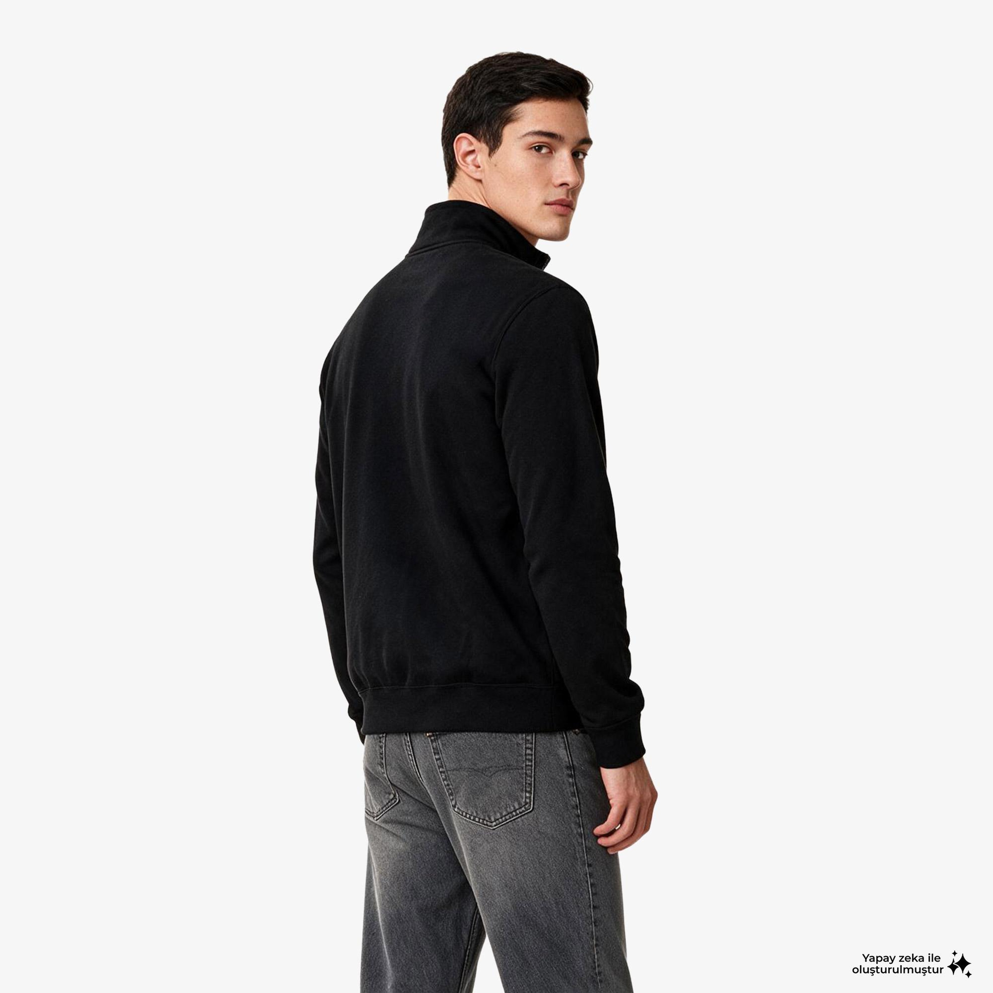 Calvin Klein Terry Micro Monologo Erkek Siyah Sweatshirt
