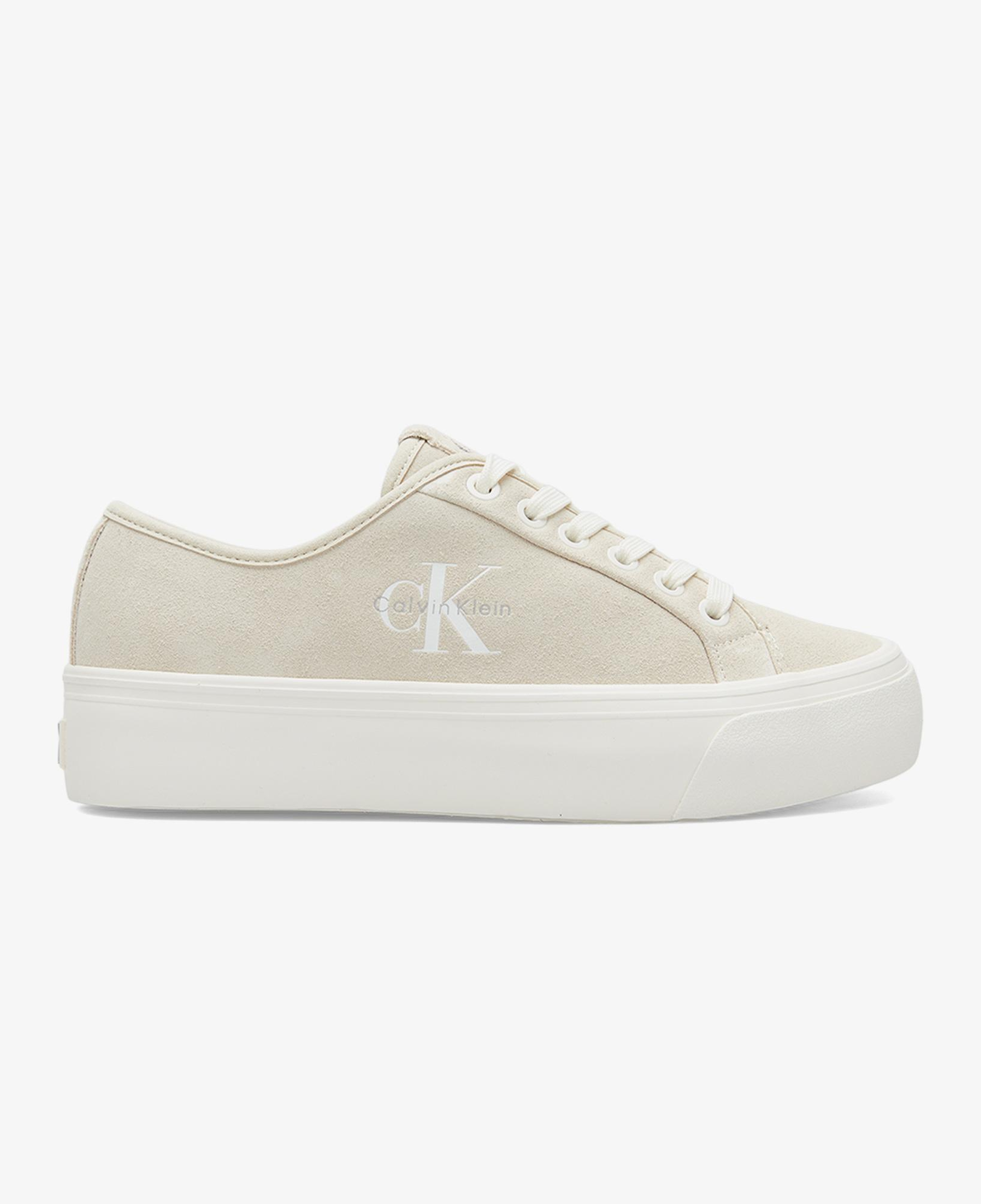 Calvin Klein Vulc Flatform Laceup Suede Kadın Beyaz Sneaker