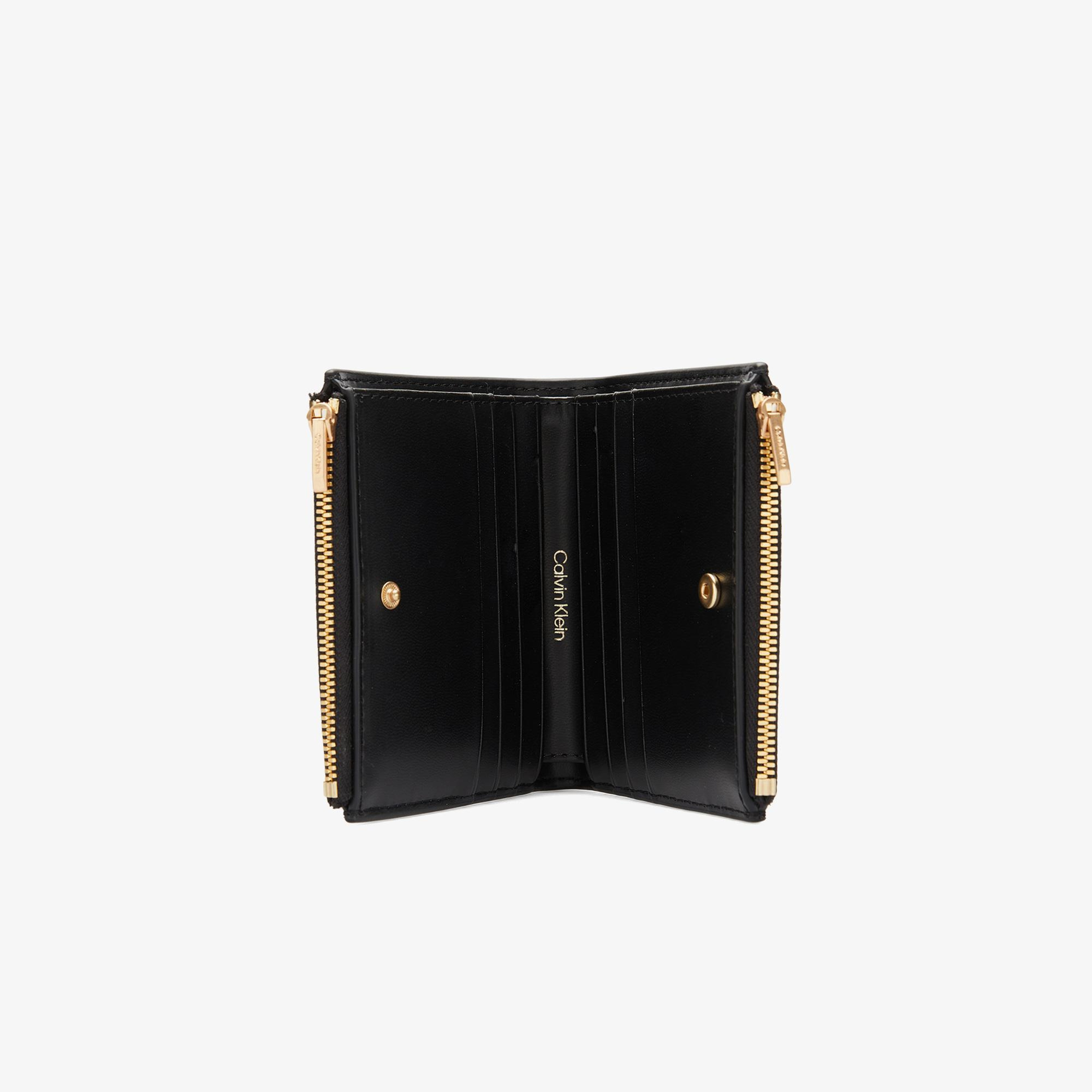 Calvin Klein Emblem Double Zip Bifold Kadın Siyah Kartlık