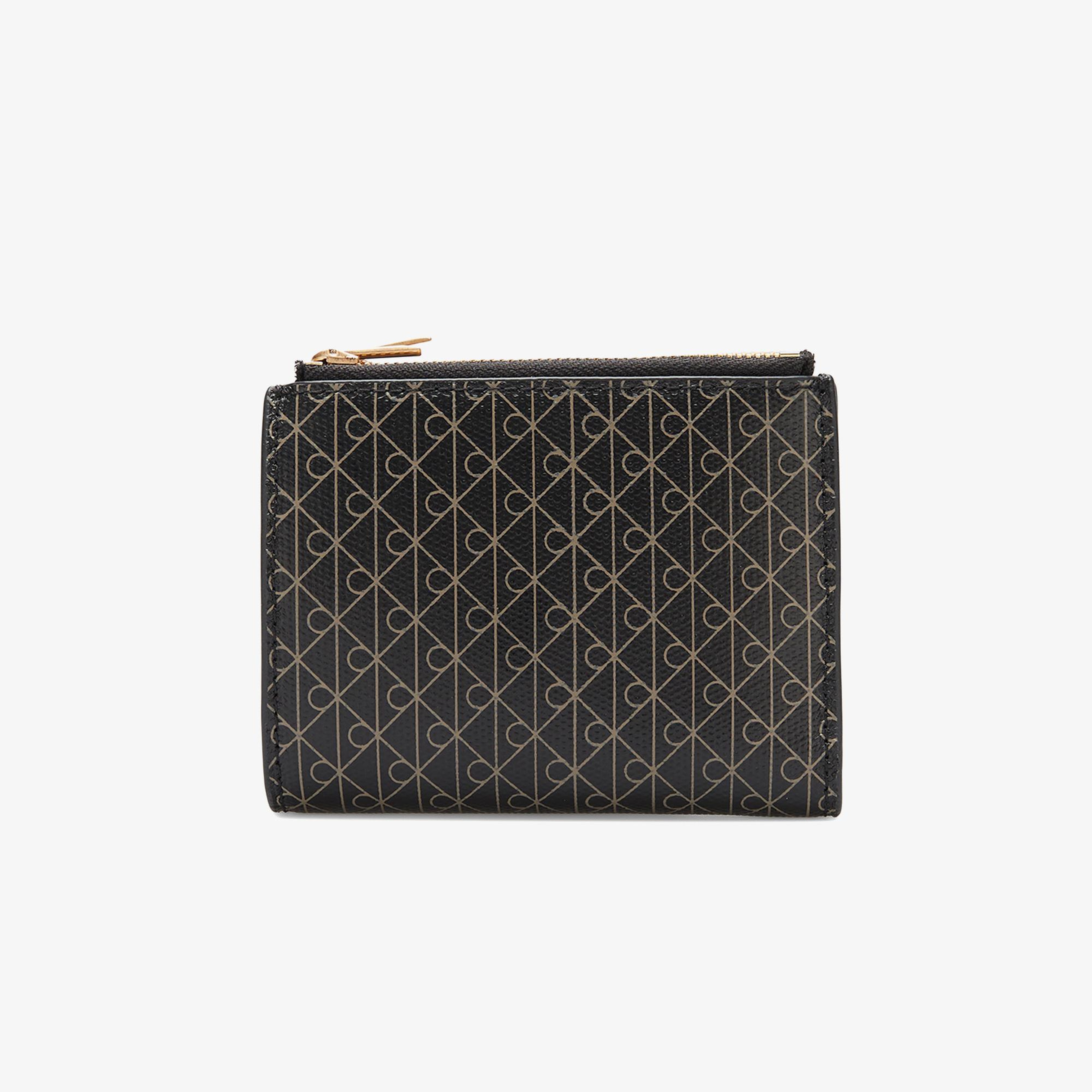 Calvin Klein Emblem Double Zip Bifold Kadın Siyah Kartlık