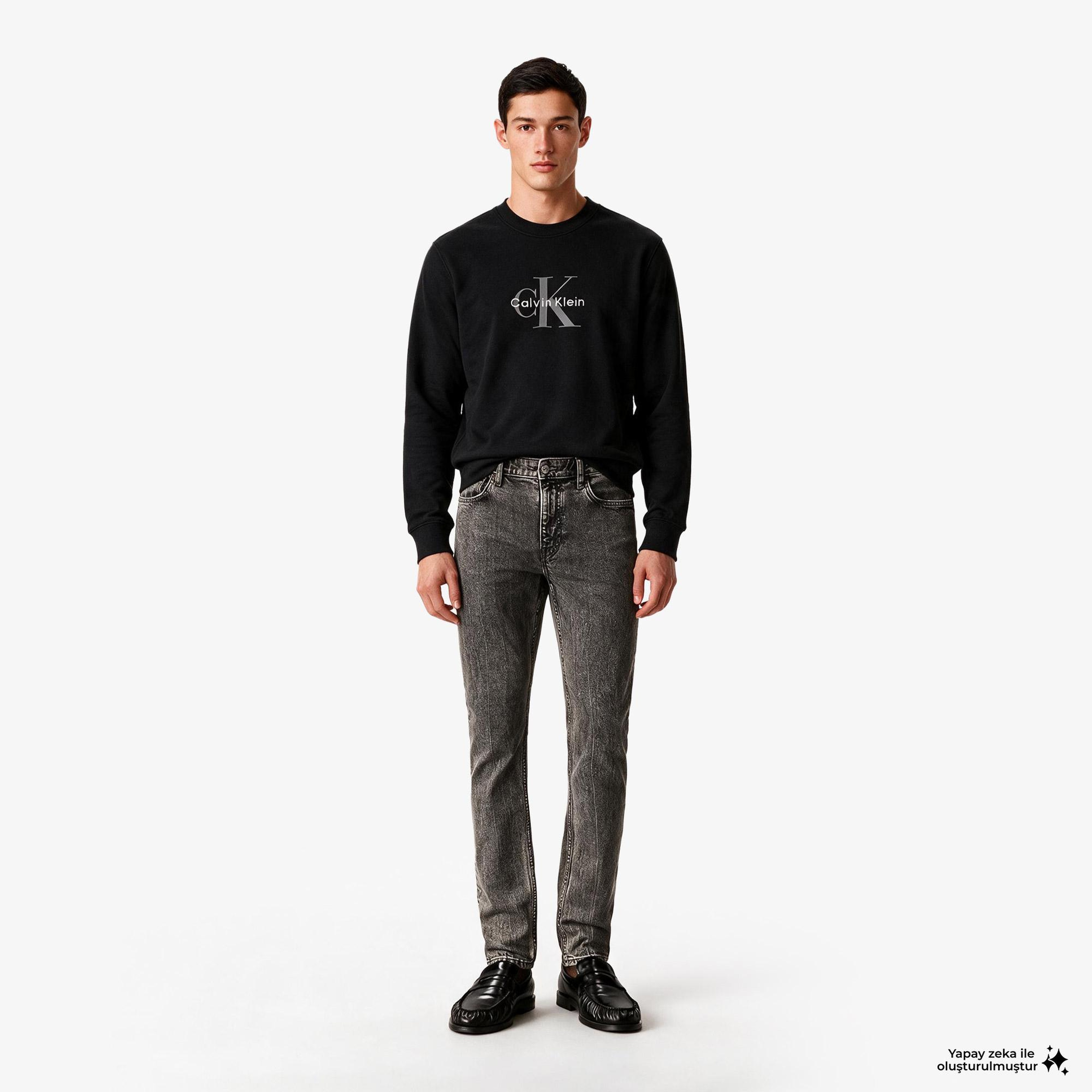 Calvin Klein Terry Monologo Erkek Siyah Sweatshirt