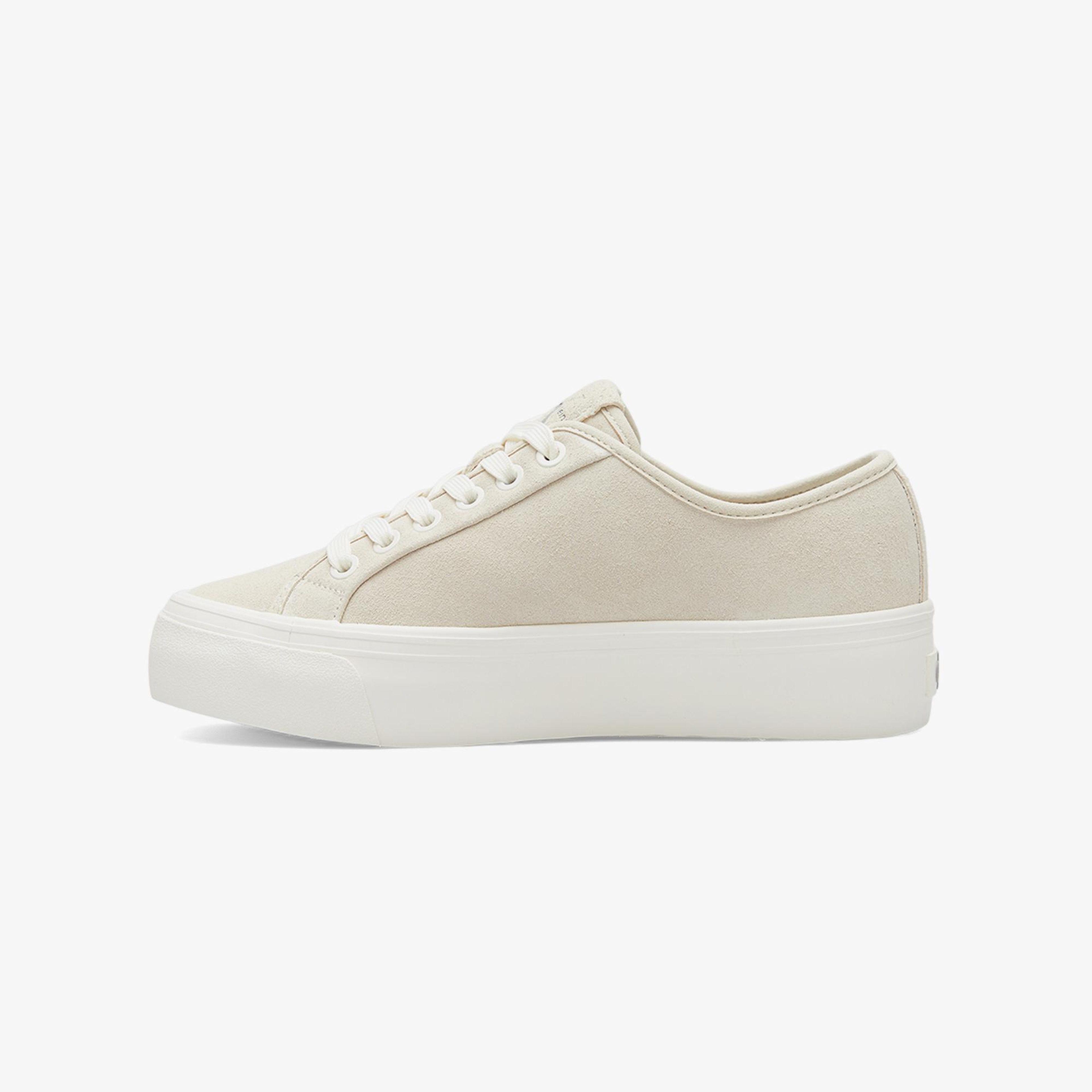Calvin Klein Vulc Flatform Laceup Suede Kadın Beyaz Sneaker