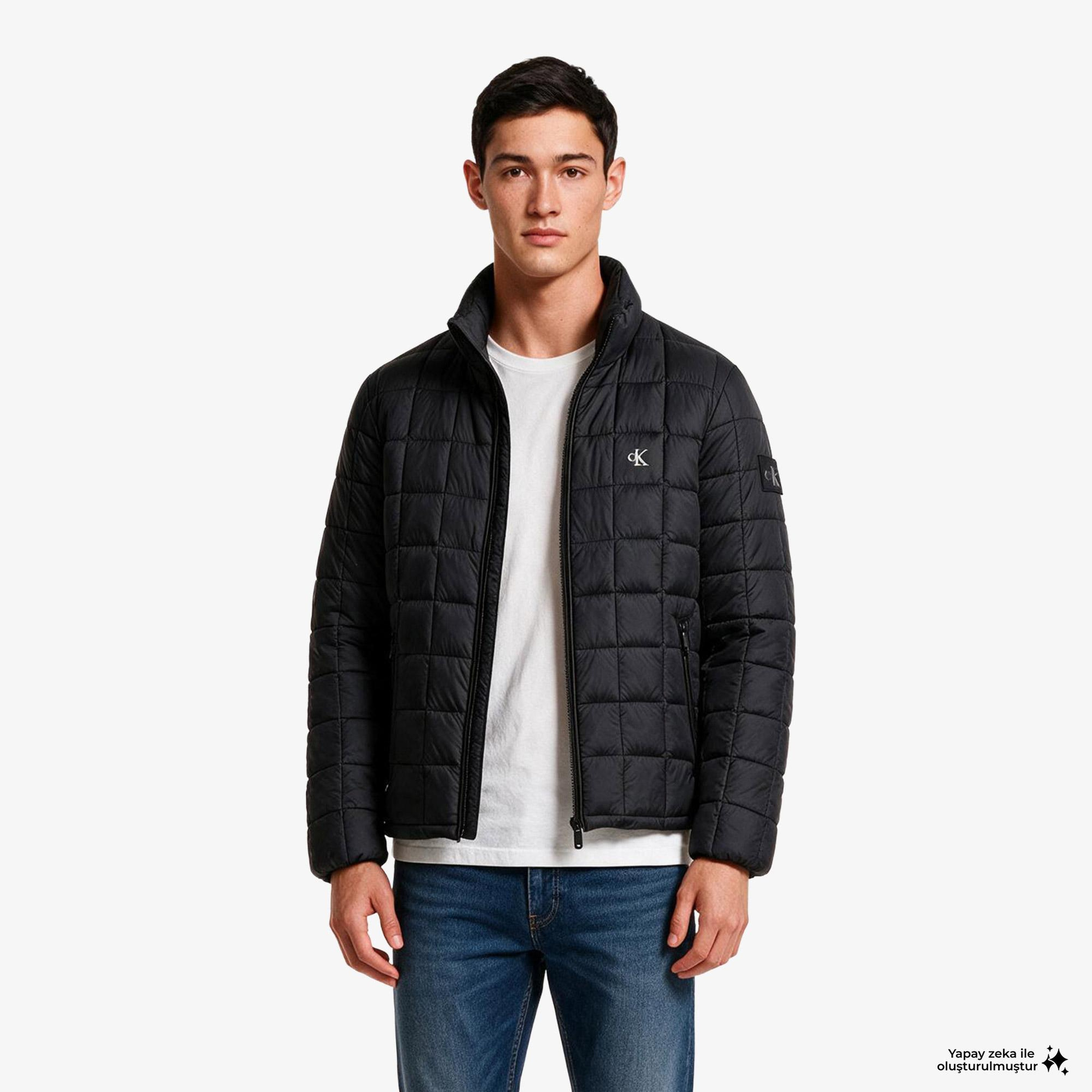 Calvin Klein Nylon Quilited Puffer Erkek Siyah Ceket