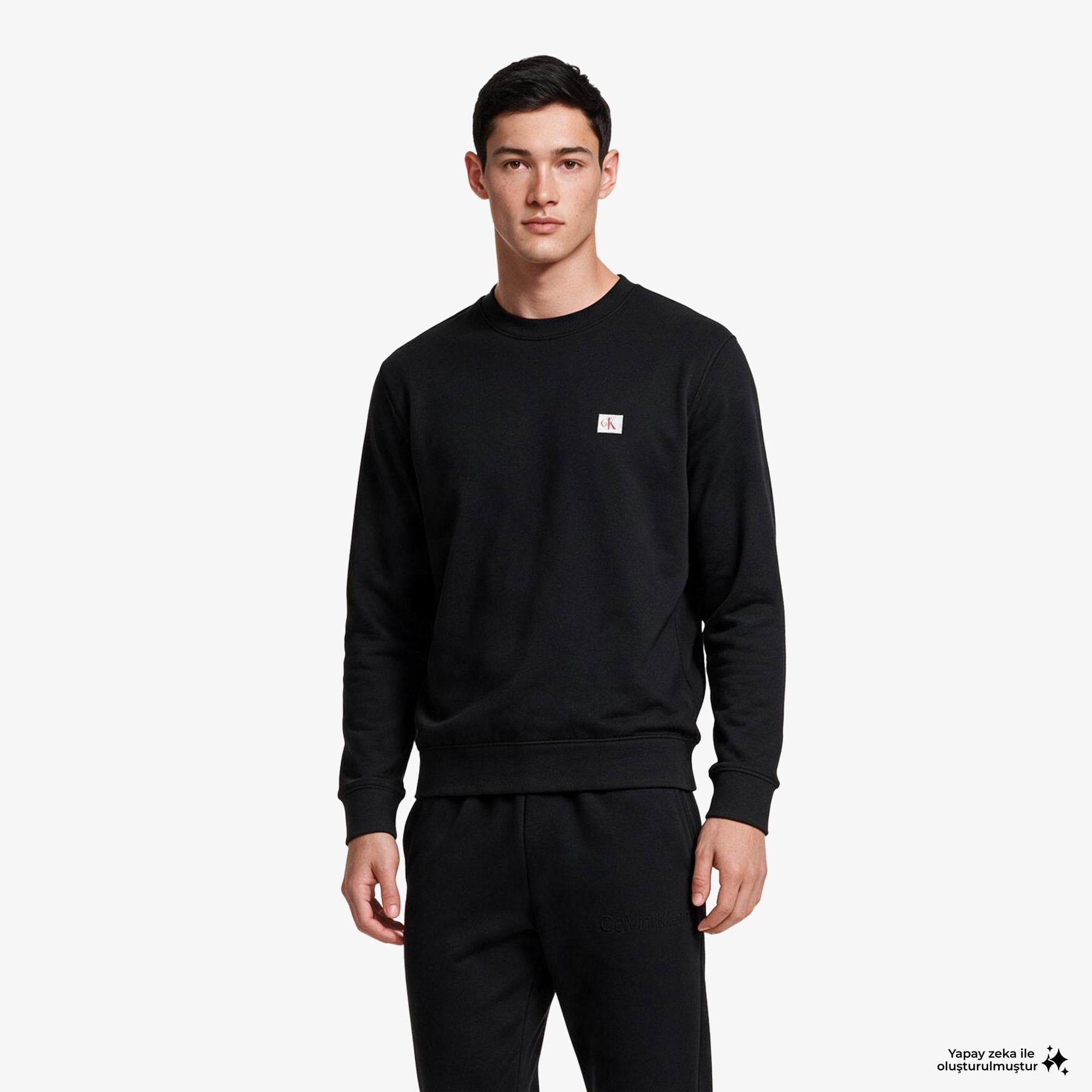 Calvin Klein Terry Woven Erkek Siyah Sweatshirt