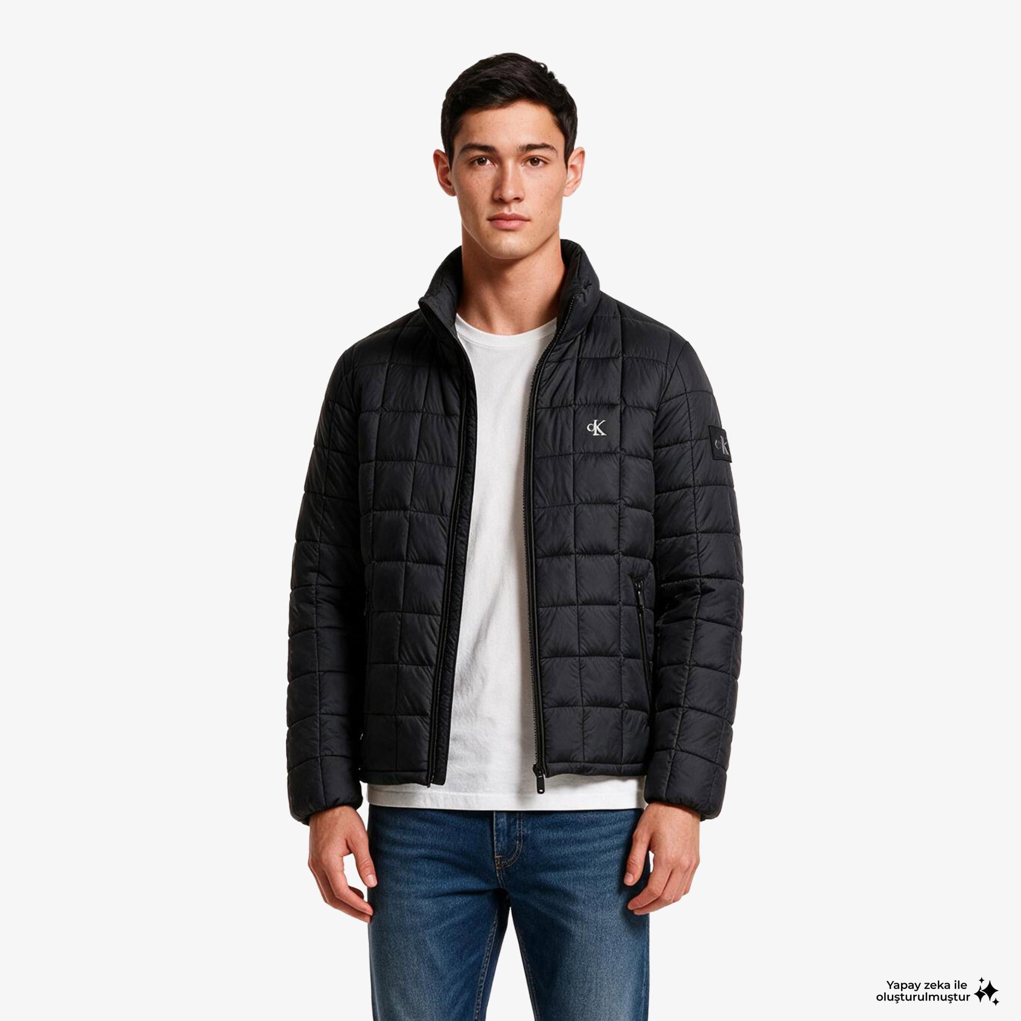 Calvin Klein Nylon Quilited Puffer Erkek Siyah Ceket