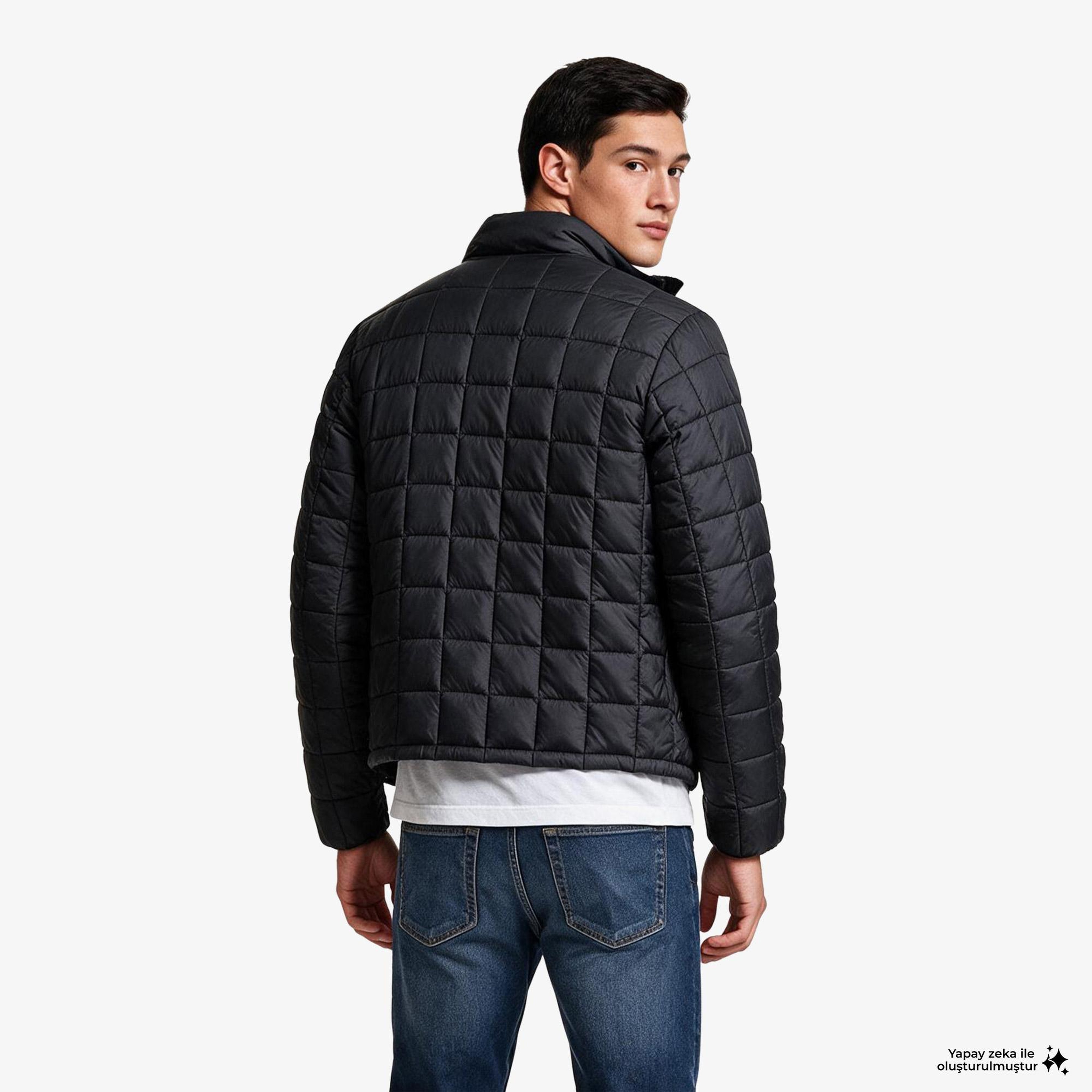 Calvin Klein Nylon Quilited Puffer Erkek Siyah Ceket