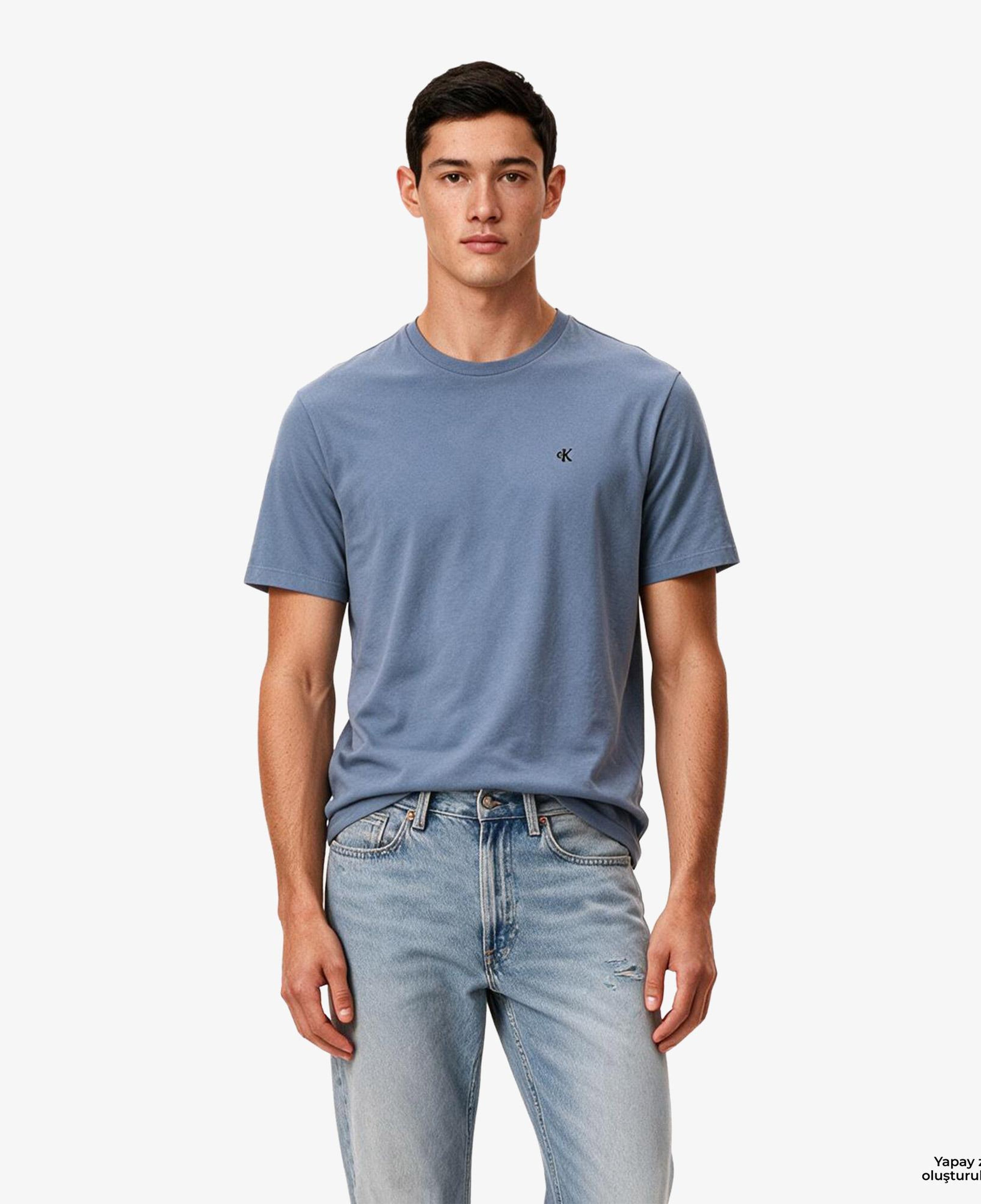 Calvin Klein Classic Monogram Erkek Mavi T-Shirt