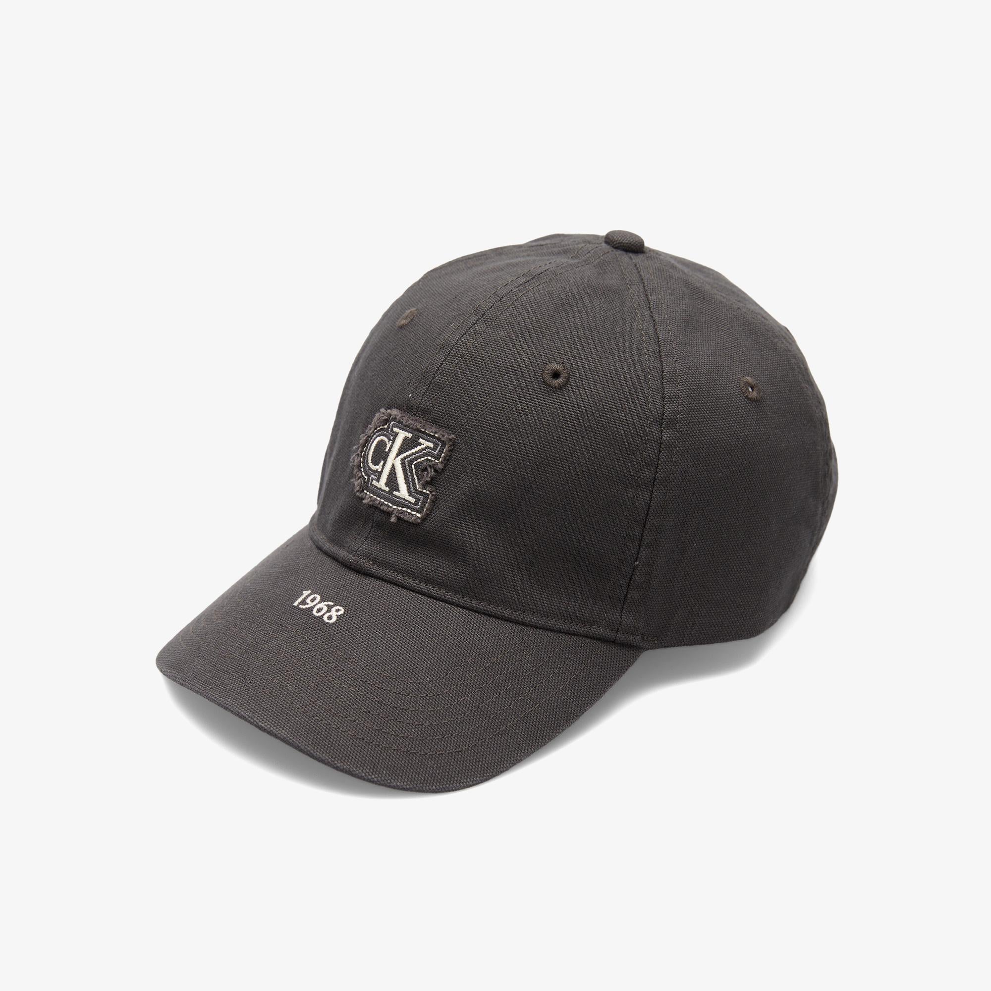 Calvin Klein Washed Cotton Canvas Small Fraye Erkek Gri Şapka