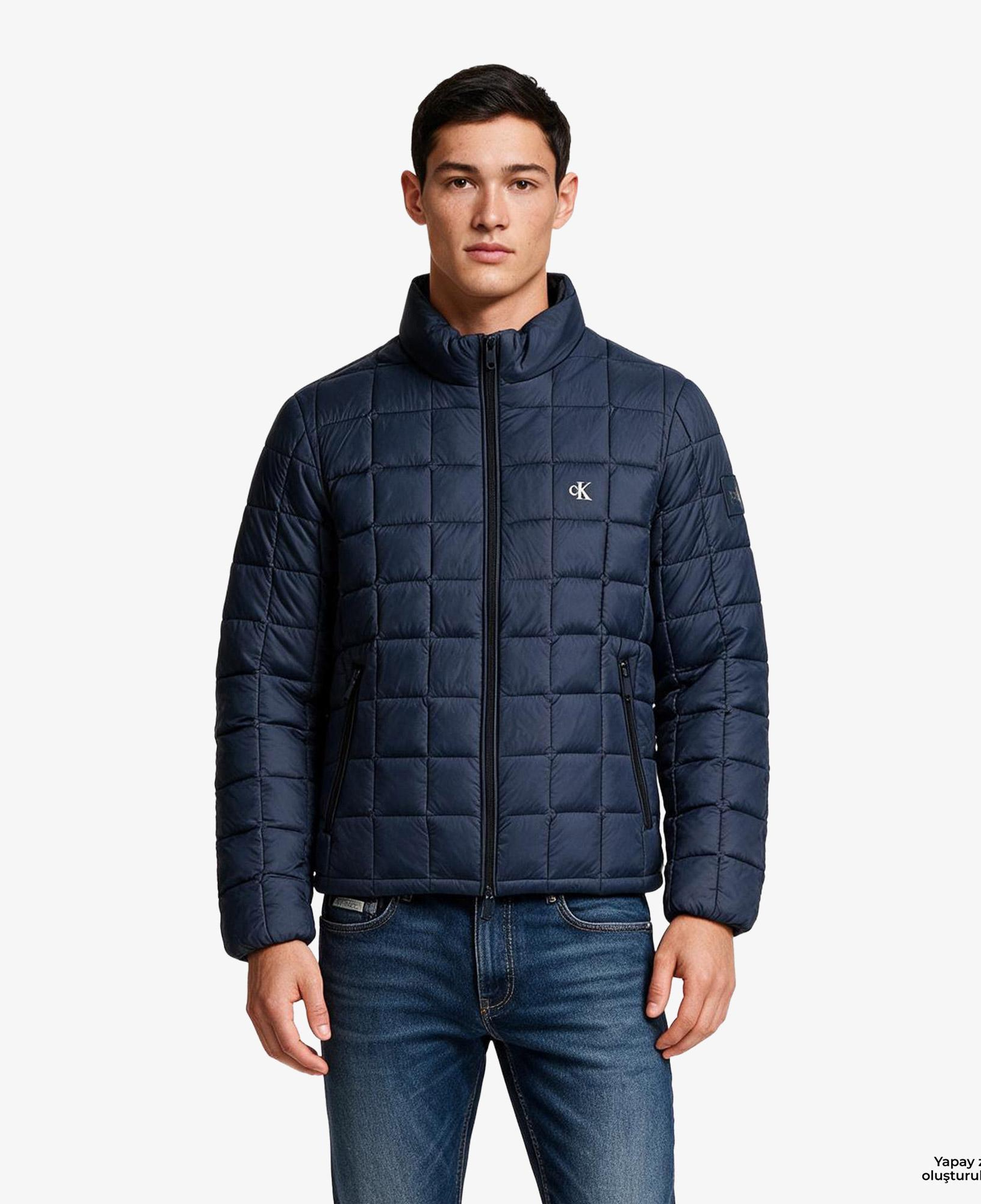 Calvin Klein Nylon Quilited Puffer Erkek Mavi Ceket